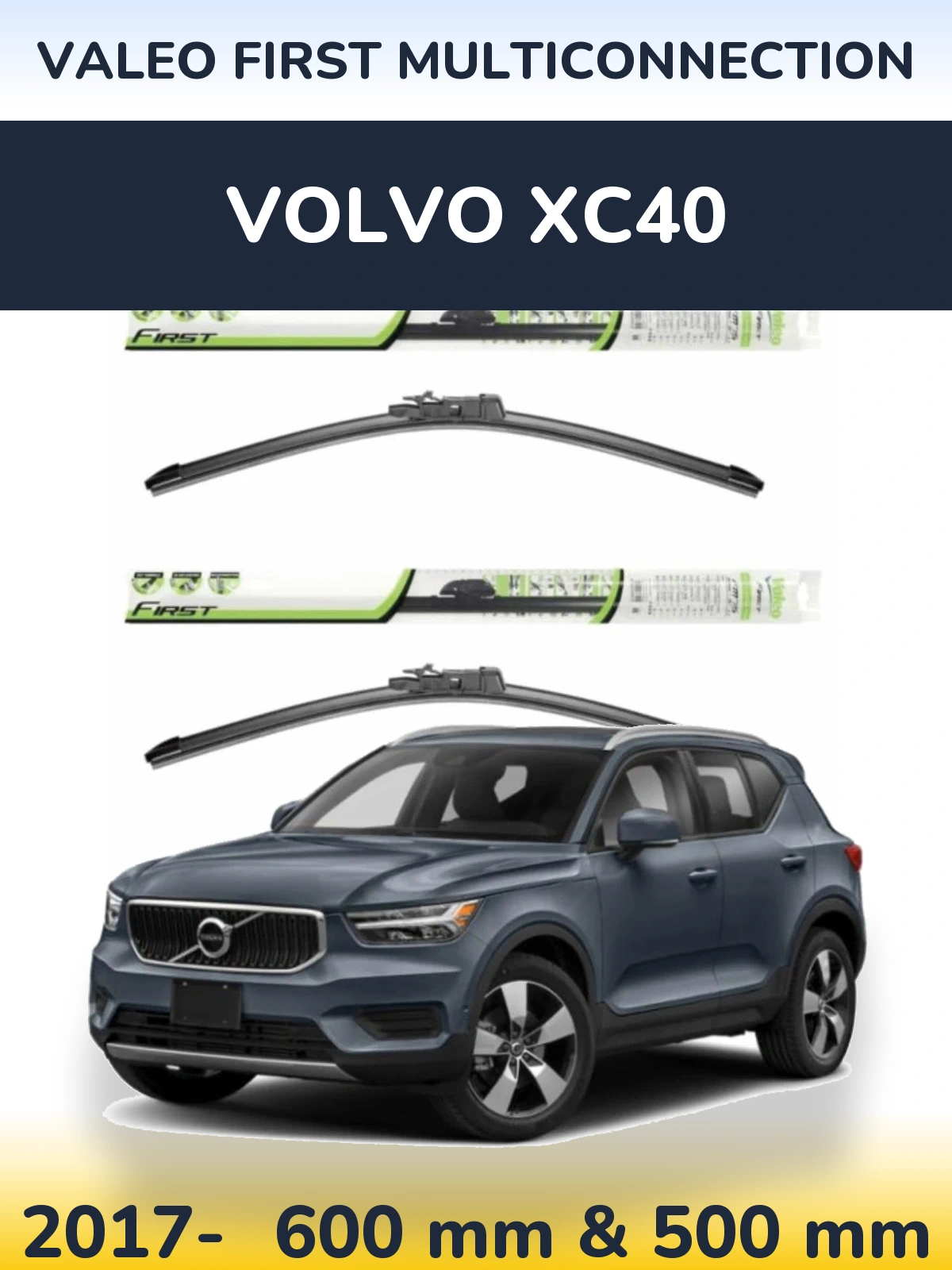 Komplet przednich wycieraczek Valeo First MultiConnection 600 & 500 mm do Volvo XC40 2017-2026