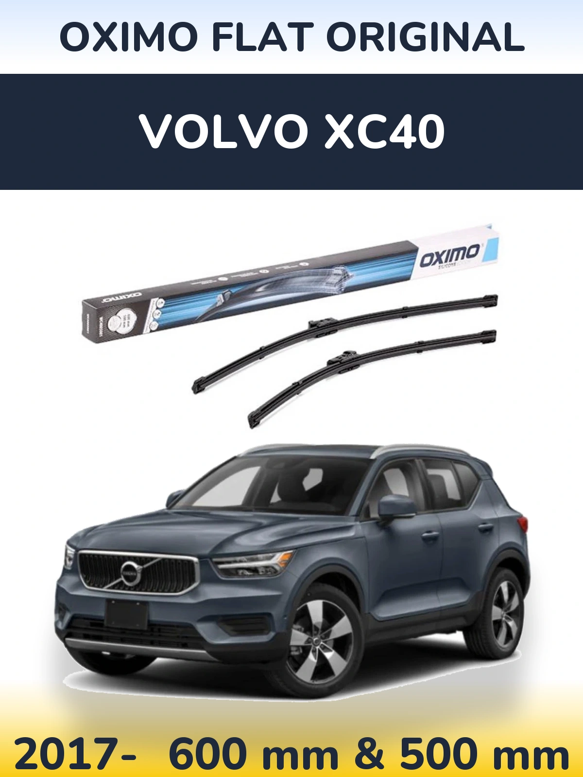 Komplet przednich wycieraczek Oximo Flat Original 600 & 500 mm do Volvo XC40 2017-2026