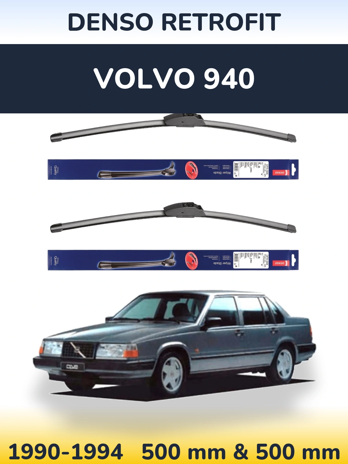 Комплект передних дворников Denso Retrofit 500 & 500 мм для Volvo 940 1990-1994