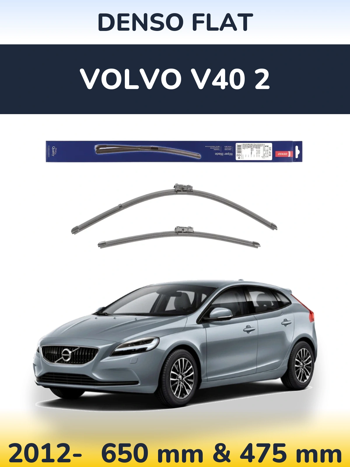 Komplet przednich wycieraczek Denso Flat 650 & 475 mm do Volvo V40 2 2012-2026