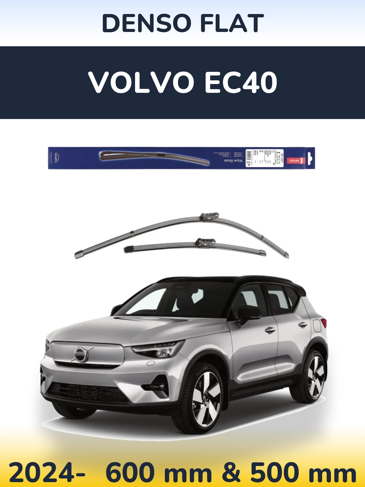 Комплект передніх щіток Denso Flat 600 & 500 мм для Volvo EC40 2024-2026