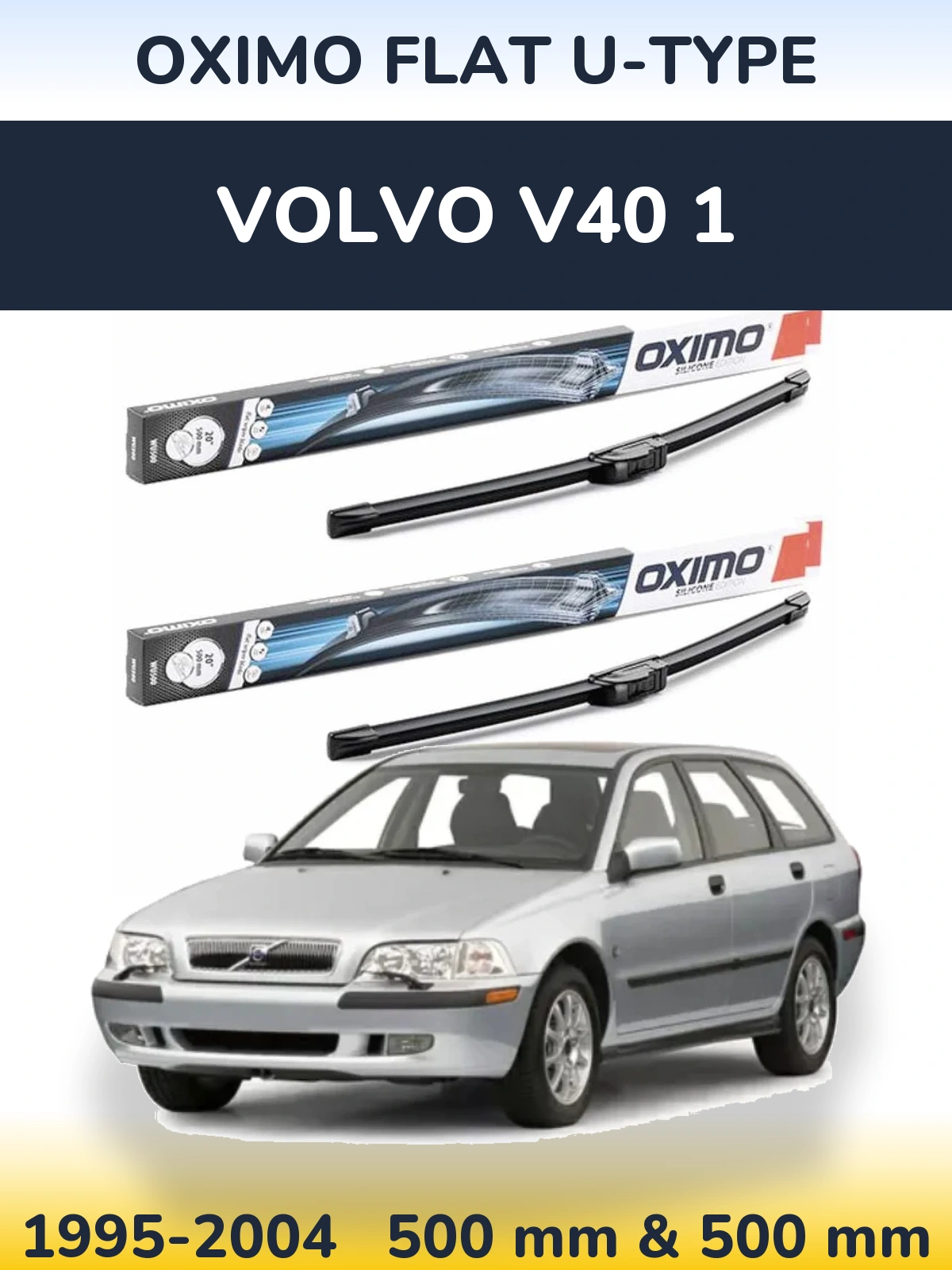 Комплект передних дворников Oximo Flat U-type 500 & 500 мм для Volvo V40 1 1995-2004