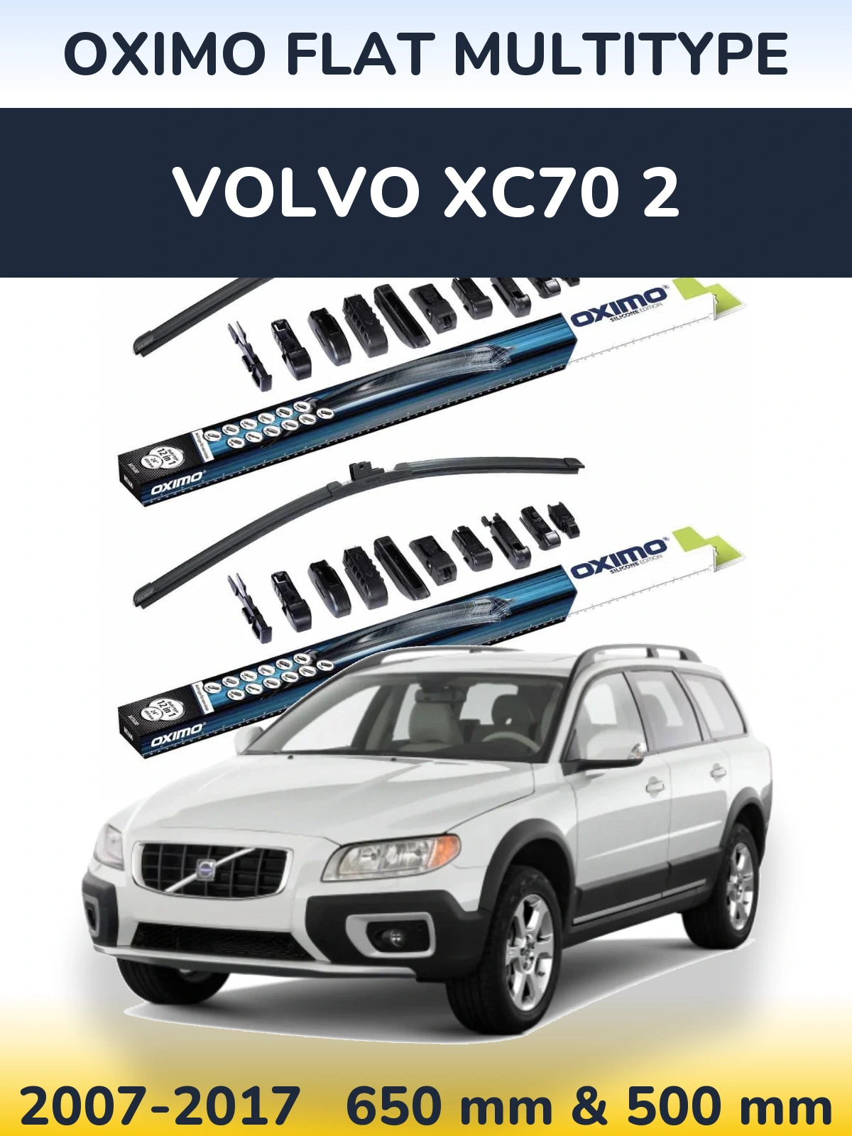 Komplet przednich wycieraczek Oximo Flat MultiType 650 & 500 mm do Volvo XC70 2 2007-2017
