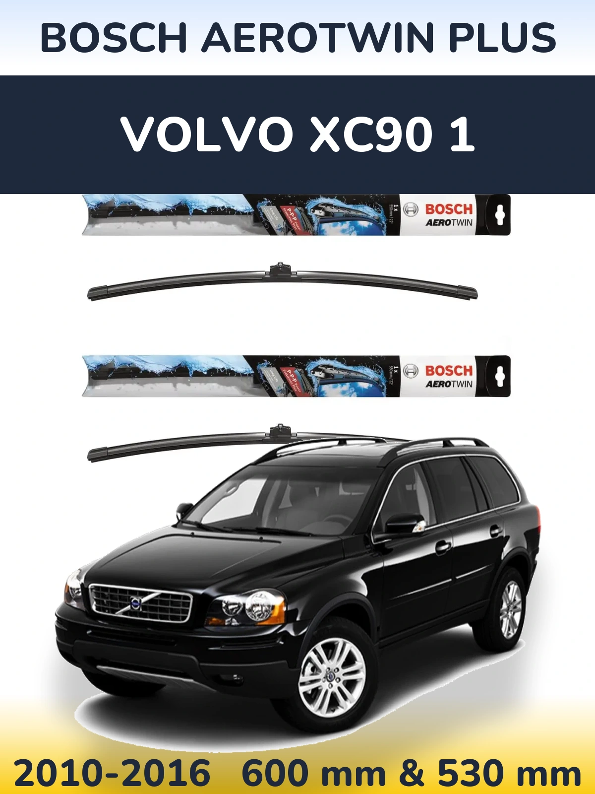 Komplet przednich wycieraczek BOSCH AeroTwin Plus 600 & 530 mm do Volvo XC90 1 2010-2016