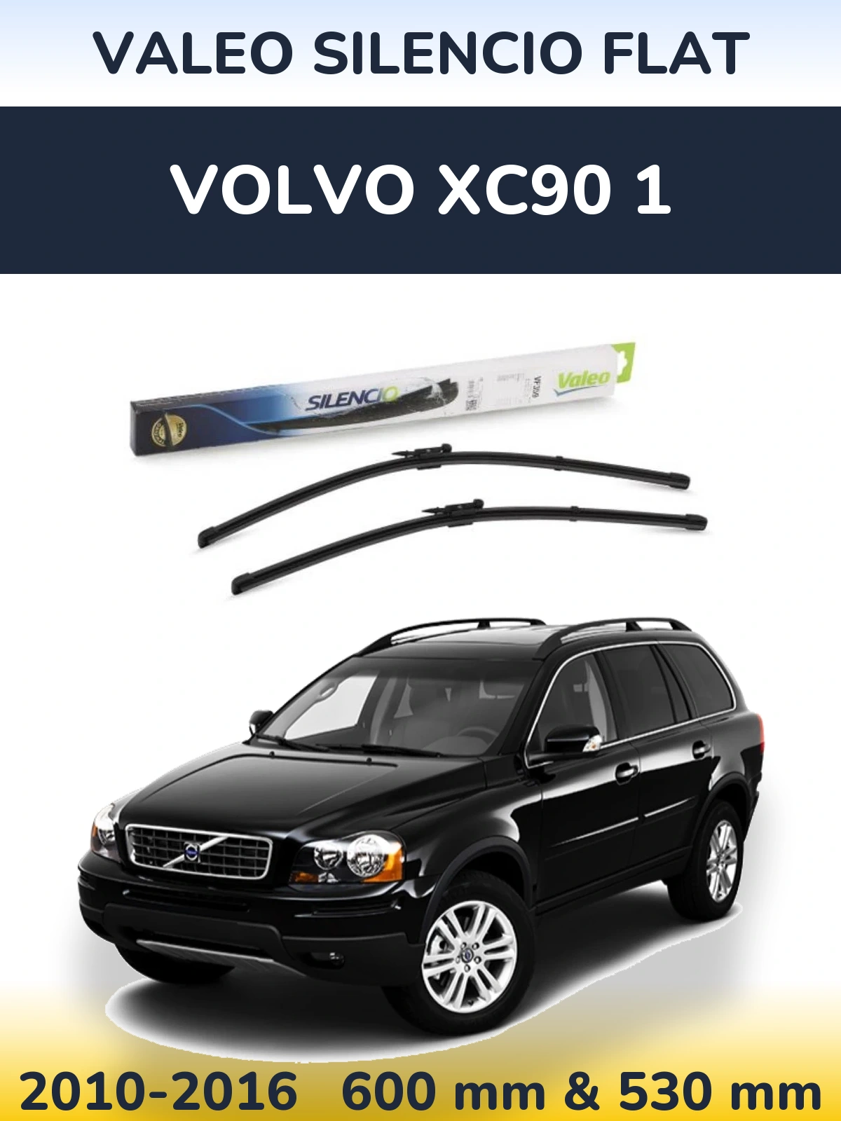 Front wiper blade set Valeo Silencio Flat 600 & 550 мм for Volvo XC90 1 2010-2016