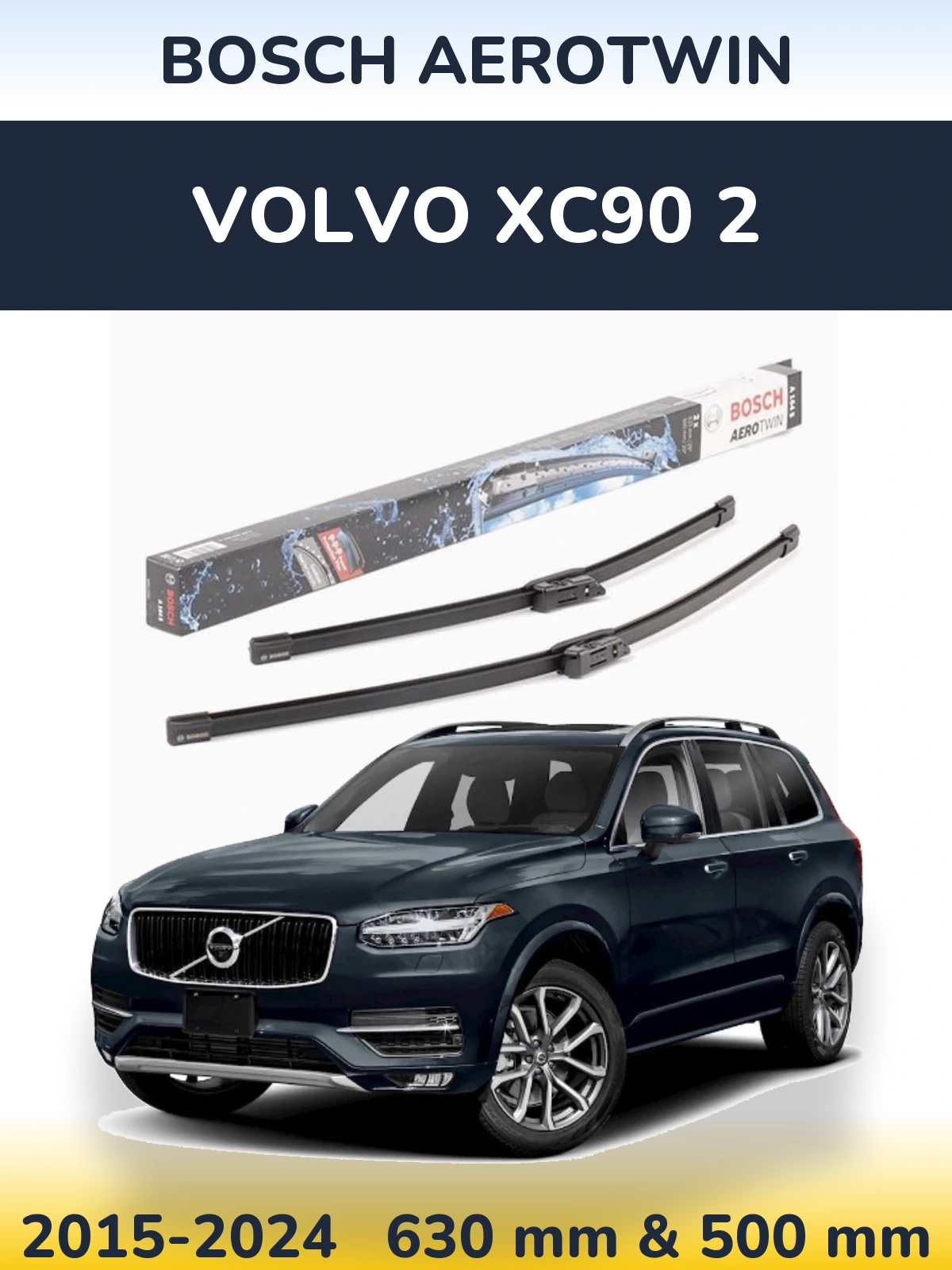 Komplet przednich wycieraczek BOSCH AeroTwin 630 & 500 mm do Volvo XC90 2 2015-2024