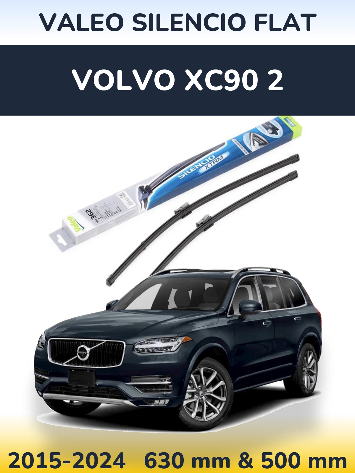 Komplet przednich wycieraczek Valeo Silencio Flat 600 & 500 mm do Volvo XC90 2 2015-2024