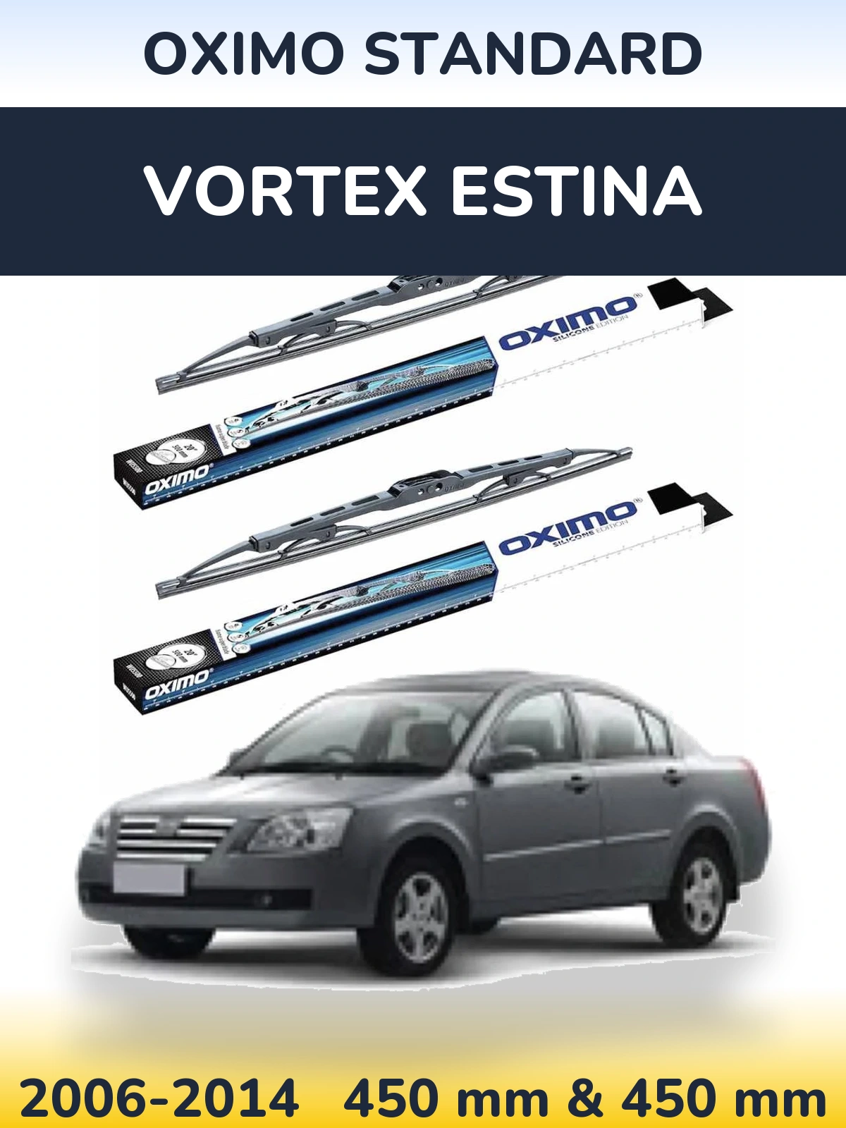 Komplet przednich wycieraczek Oximo Standard 450 & 450 mm do Vortex Estina 2006-2014