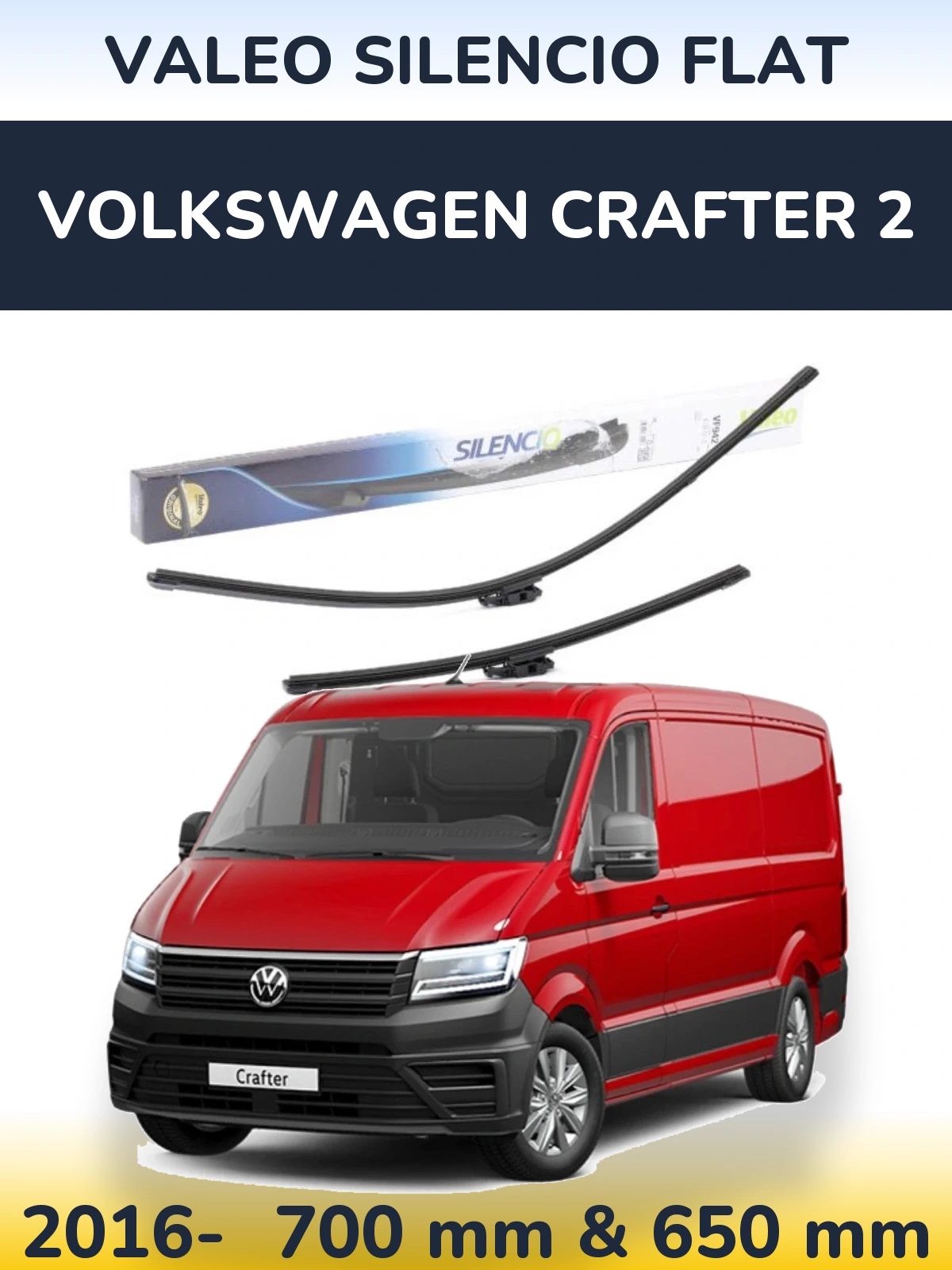 Комплект передніх щіток Valeo Silencio Flat 700 & 650 мм для Volkswagen Crafter 2 2016-2026