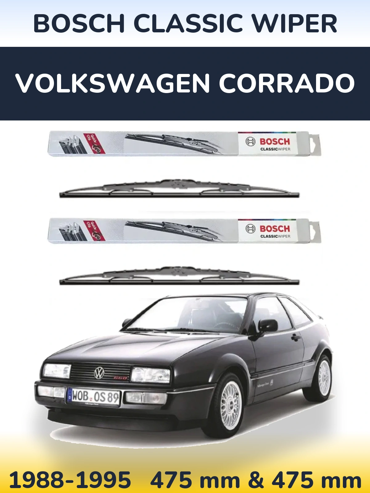 Komplet przednich wycieraczek BOSCH Classic Wiper 475 & 475 mm do Volkswagen Corrado 1988-1995