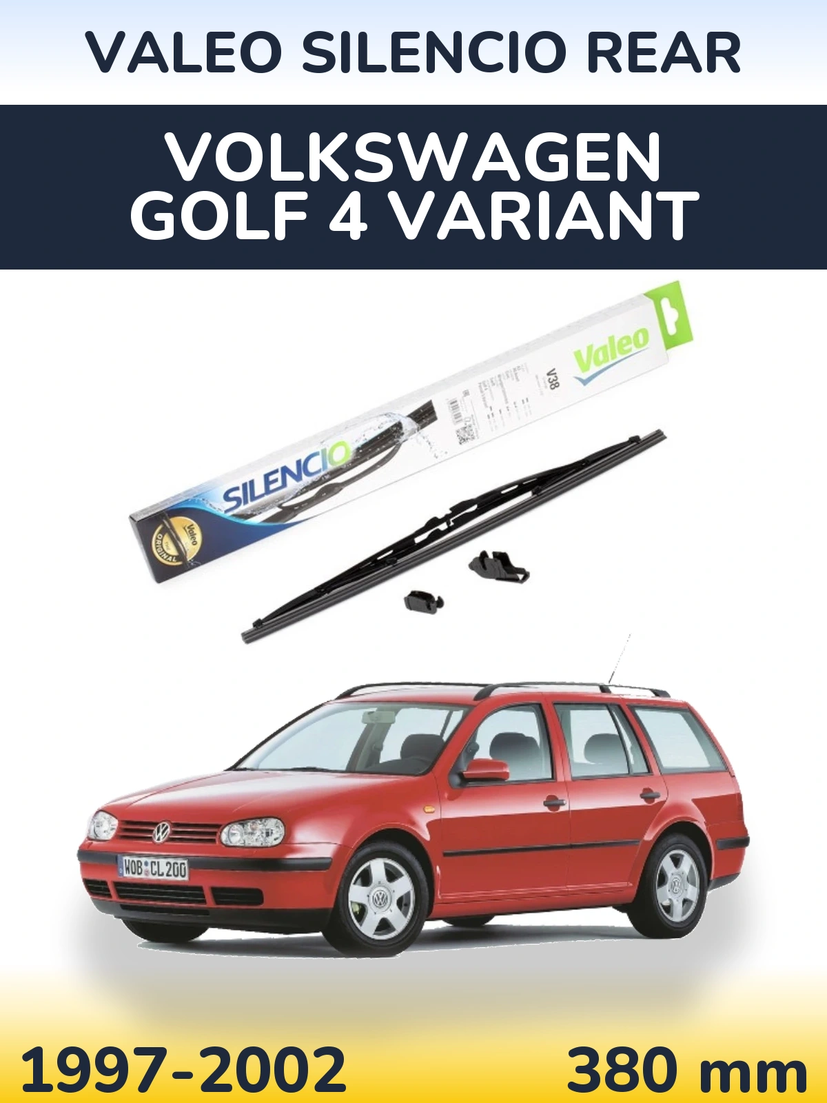 Задня щітка Valeo Silencio Rear 380 мм для Volkswagen Golf 4 Variant 1997-2002