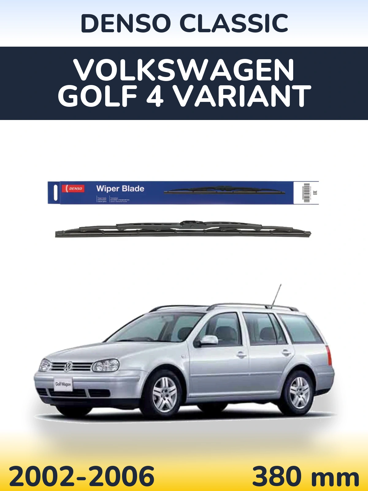 Rear wiper blade Denso Classic 380 mm for Volkswagen Golf 4 Variant 2002-2006