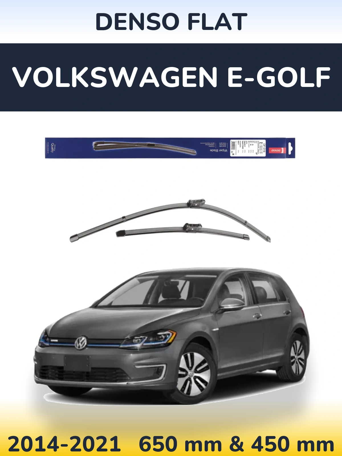 Front wiper blade set Denso Flat 650 & 450 мм for Volkswagen e-Golf 2014-2021