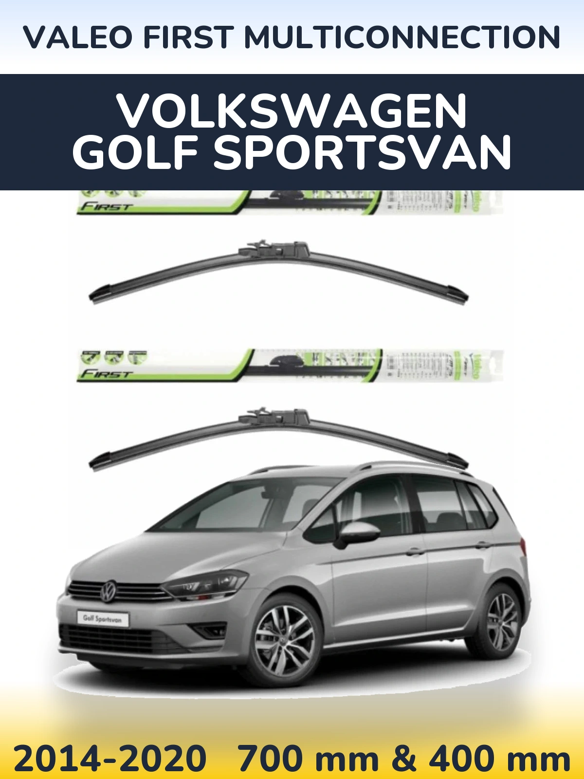 Front wiper blade set Valeo First MultiConnection 700 & 400 мм for Volkswagen Golf Sportsvan 2014-2020