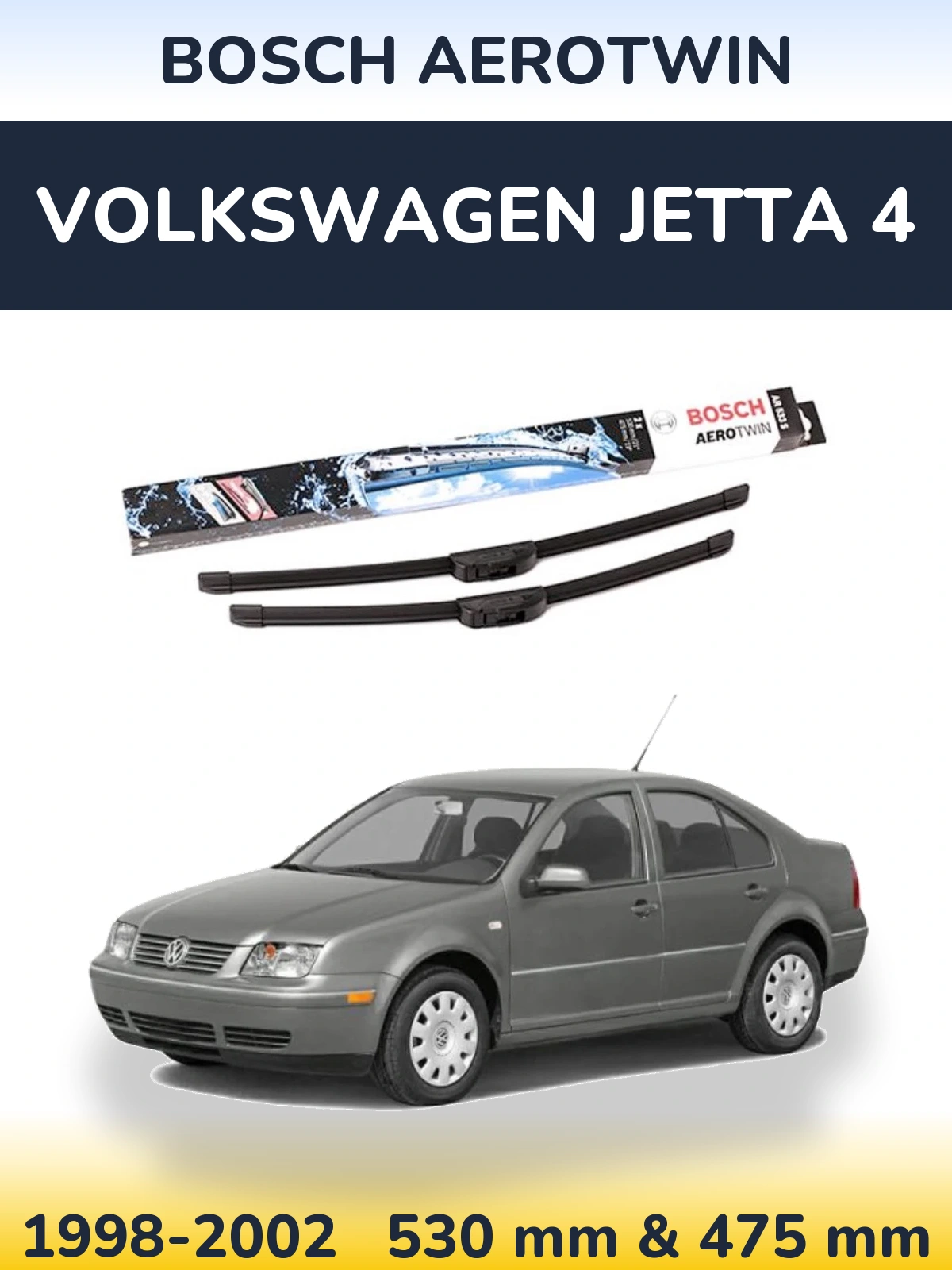 Komplet przednich wycieraczek BOSCH AeroTwin 530 & 475 mm do Volkswagen Jetta 4 1998-2002