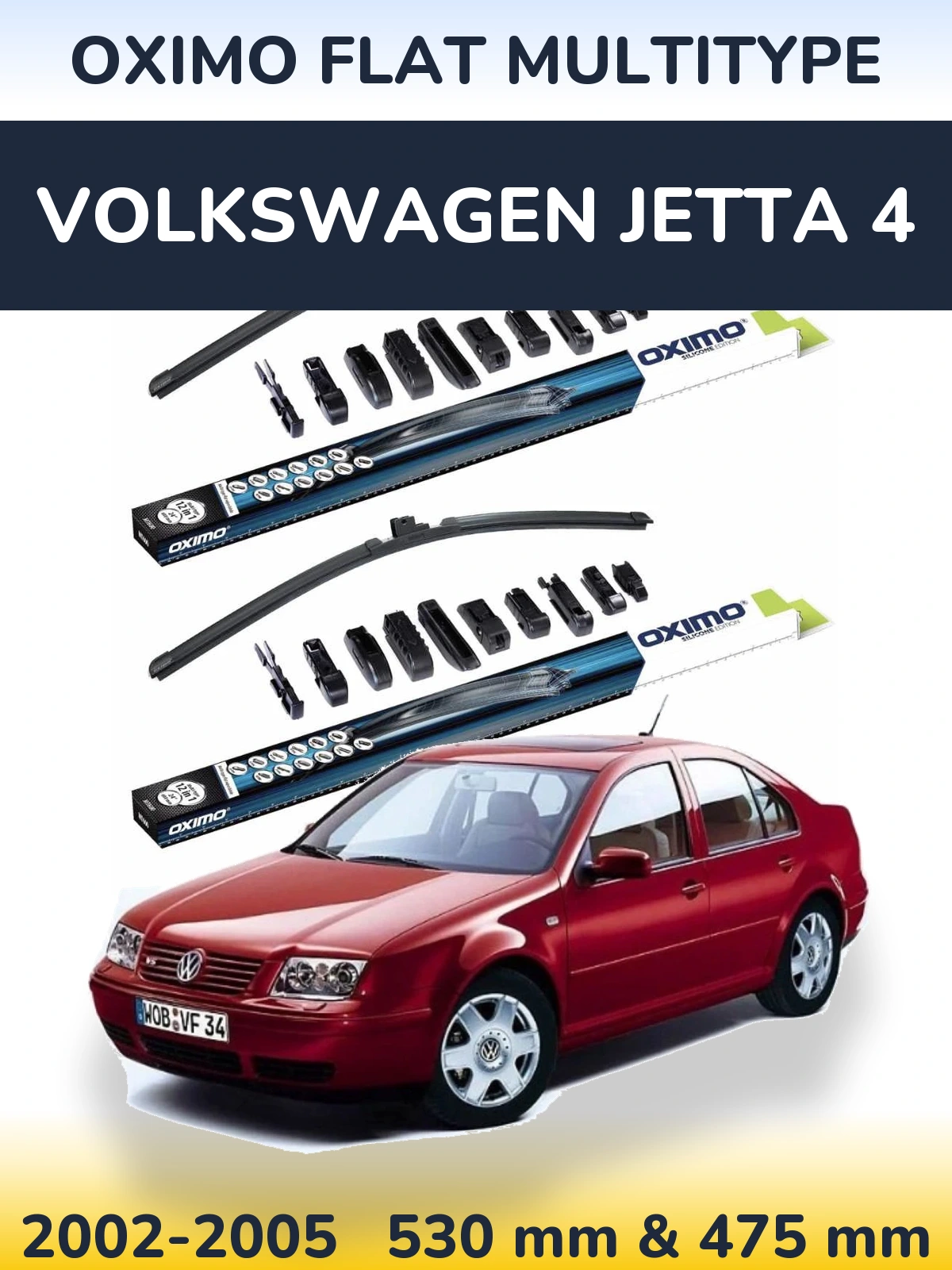 Komplet przednich wycieraczek Oximo Flat MultiType 530 & 475 mm do Volkswagen Jetta 4 2002-2005