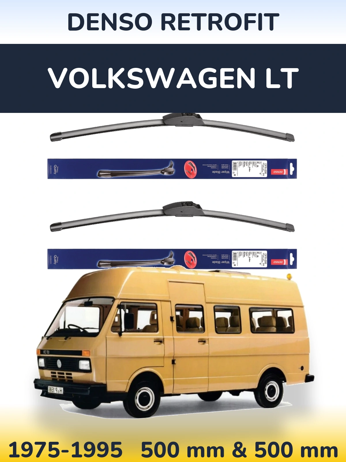 Комплект передніх щіток Denso Retrofit 500 & 500 мм для Volkswagen LT 1975-1995