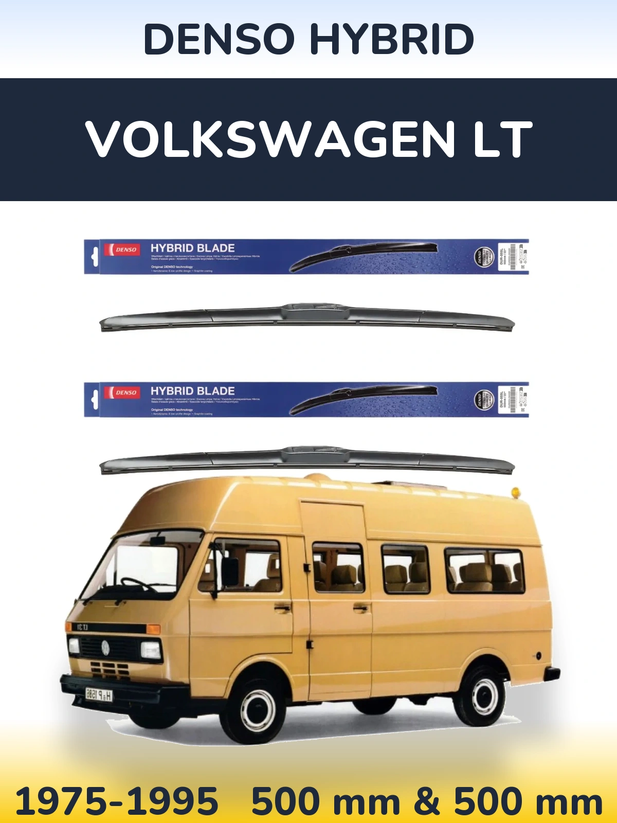 Комплект передніх щіток Denso Hybrid 500 & 500 мм для Volkswagen LT 1975-1995
