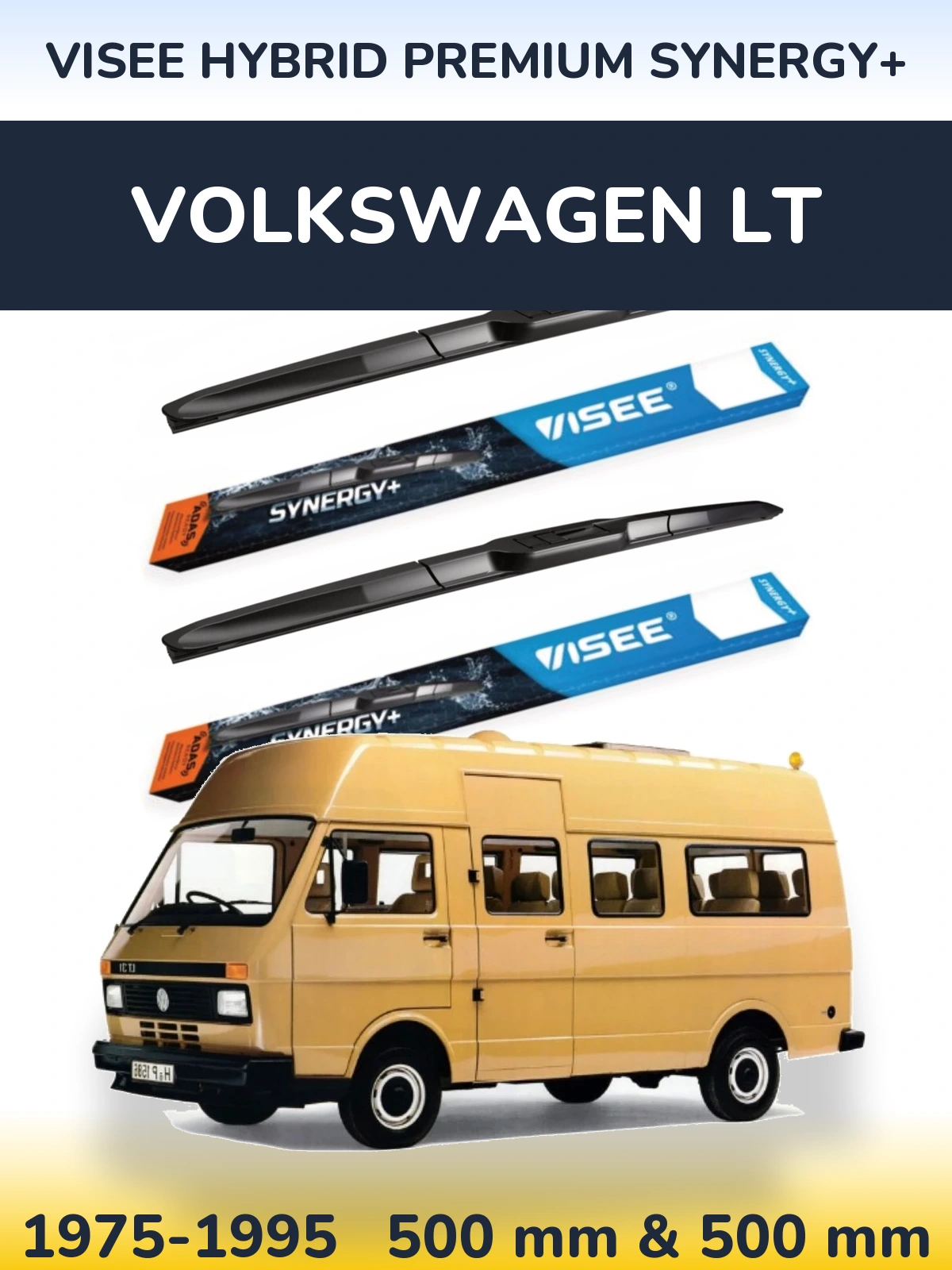 Front wiper blade set VISEE HYBRID PREMIUM SYNERGY+ 500 & 500 мм for Volkswagen LT 1975-1995