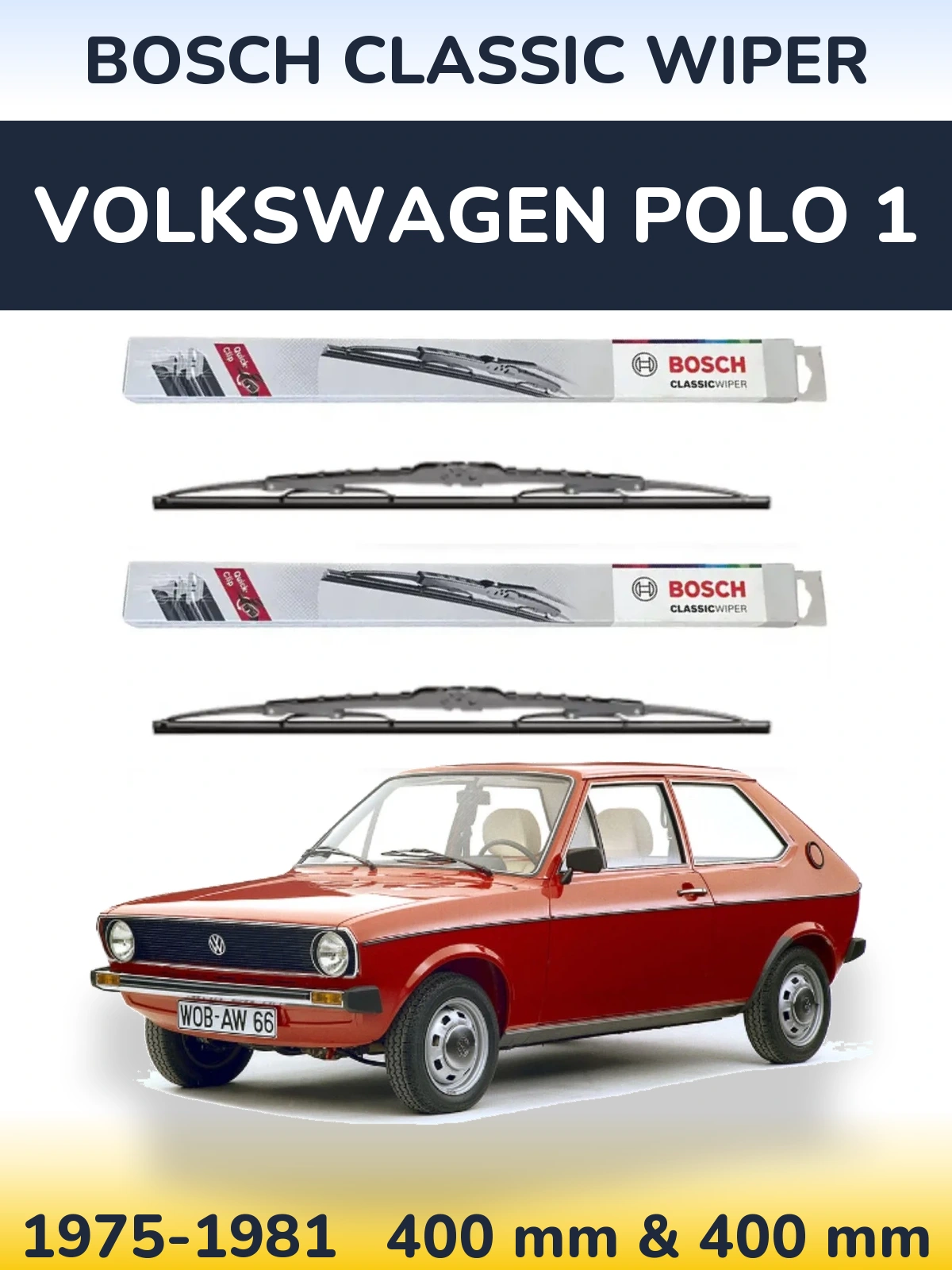 Komplet przednich wycieraczek BOSCH Classic Wiper 400 & 400 mm do Volkswagen Polo 1 1975-1981