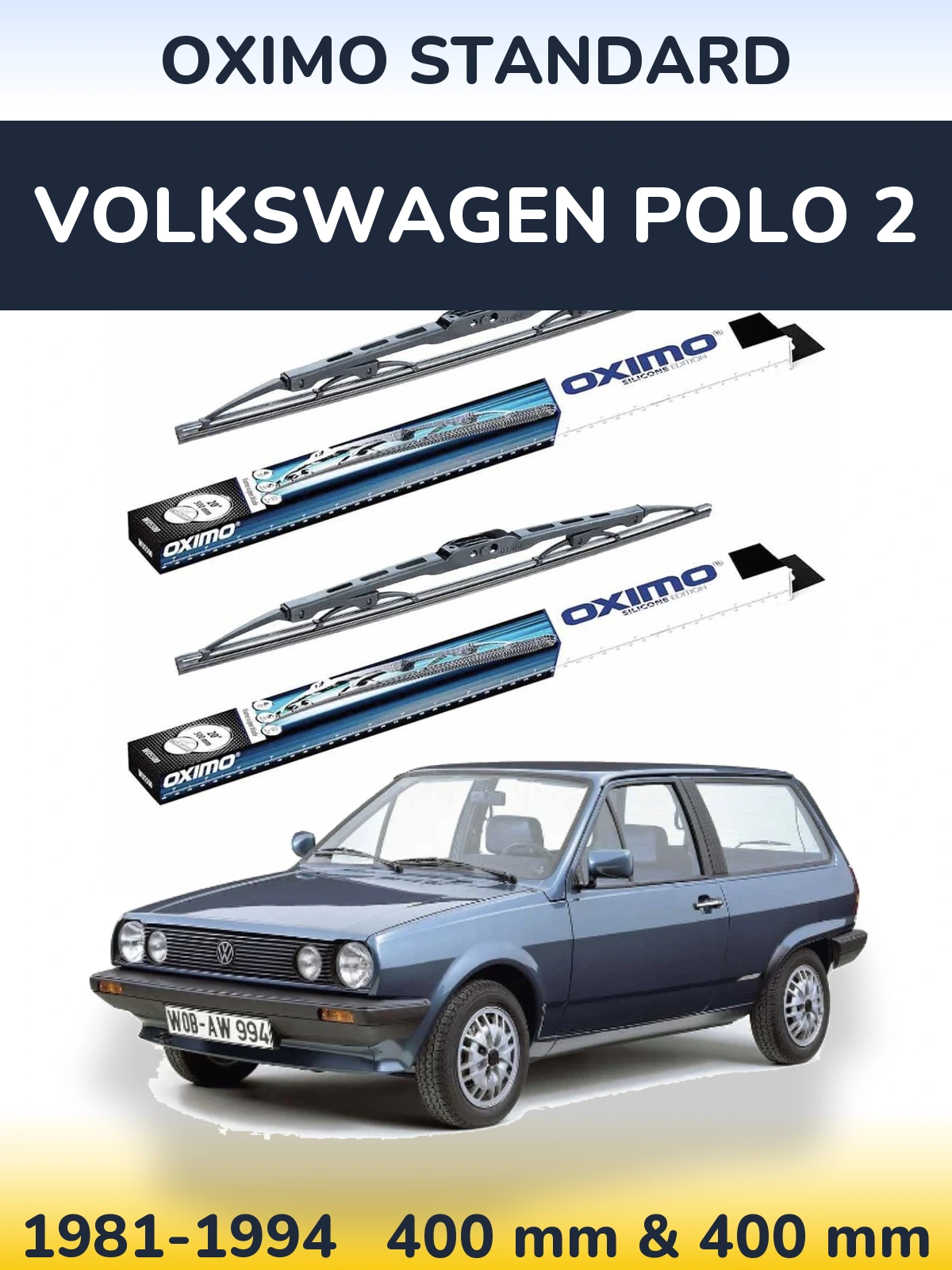 Комплект передніх щіток Oximo Standard 400 & 400 мм для Volkswagen Polo 2 1981-1994