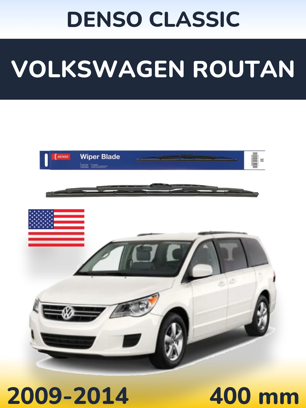 Rear wiper blade Denso Classic 400 mm for Volkswagen Routan 2009-2014