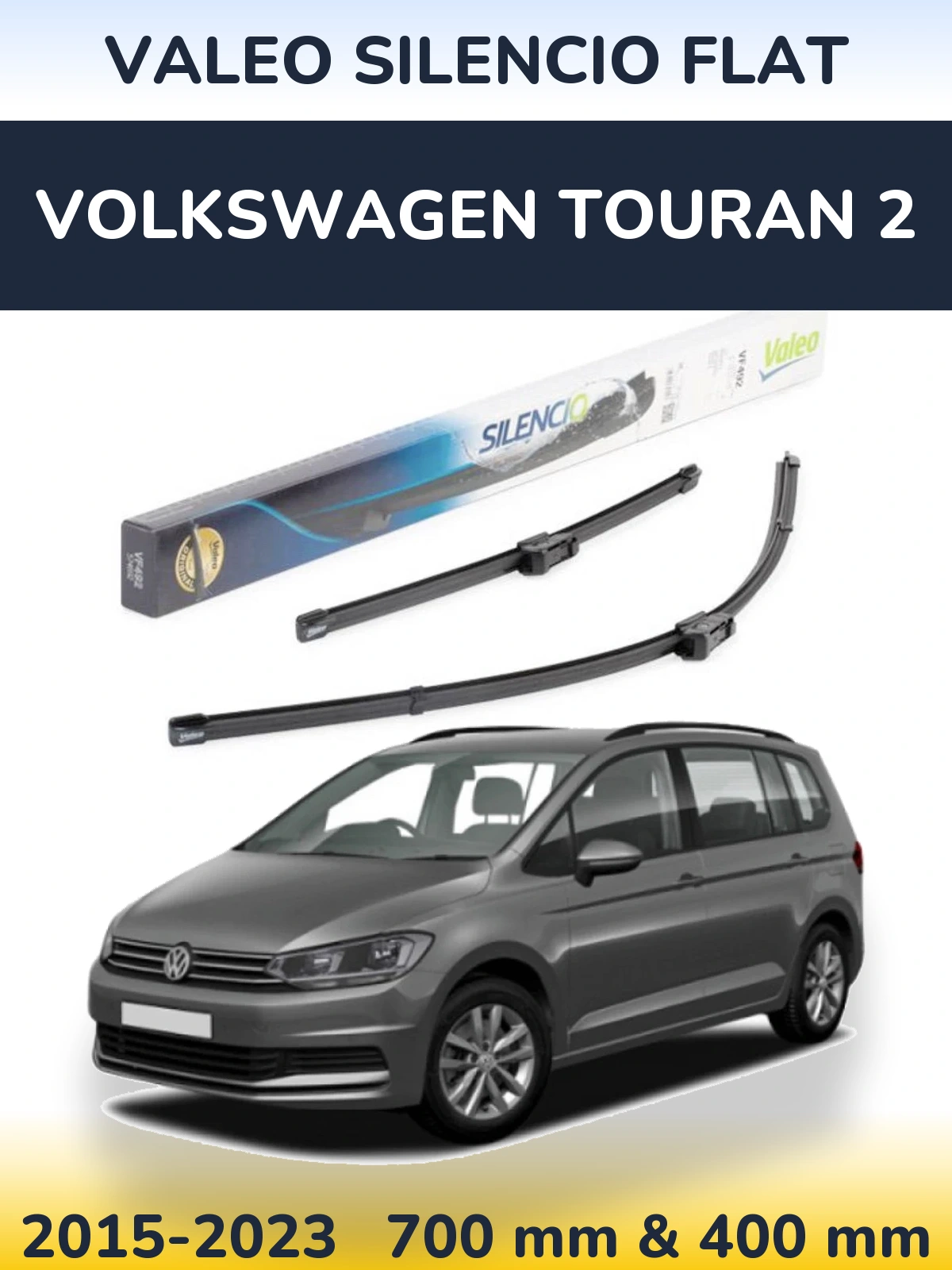 Front wiper blade set Valeo Silencio Flat 700 & 400 мм for Volkswagen Touran 2 2015-2023