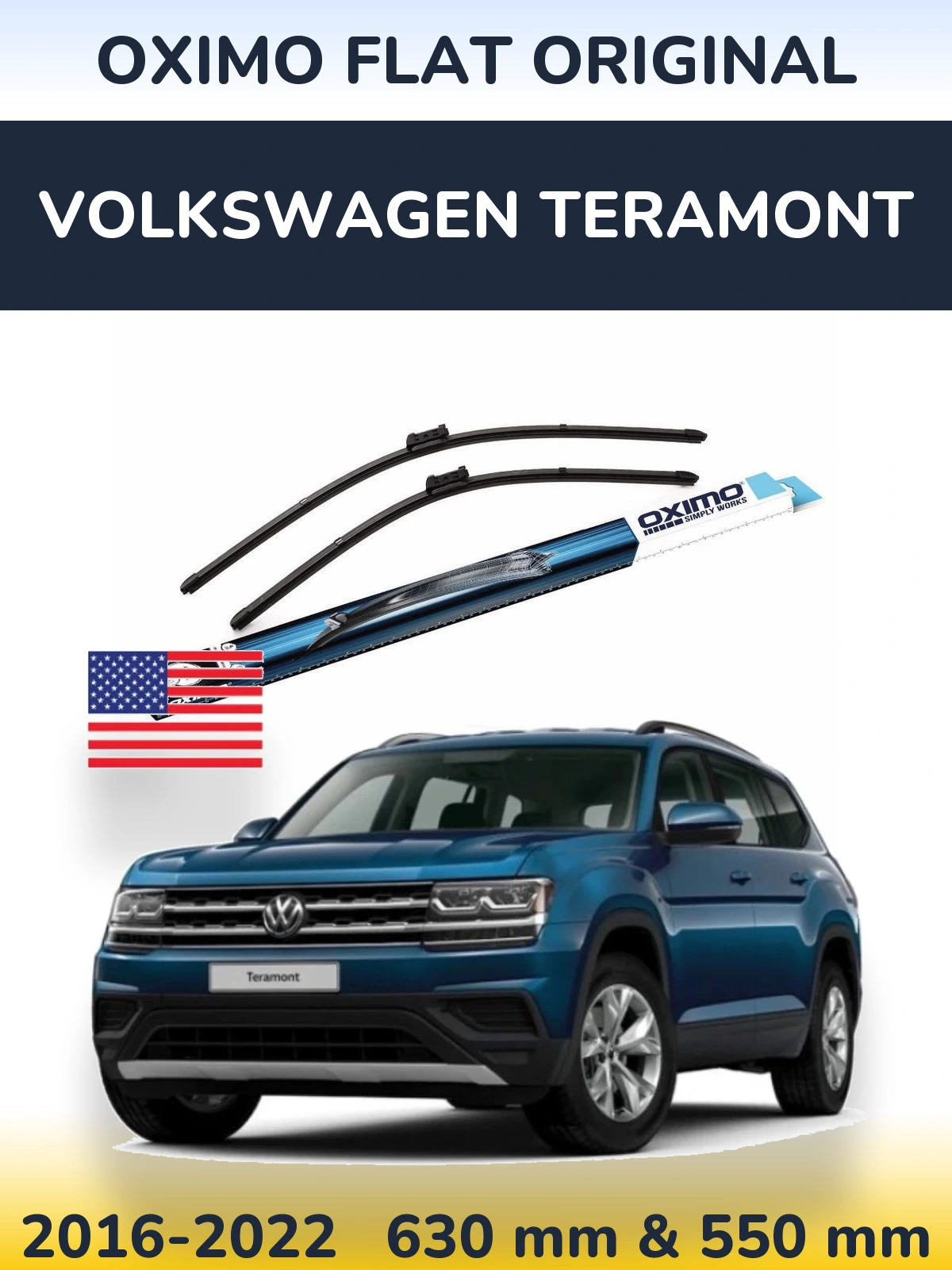 Комплект передніх щіток Oximo Flat Original 630 & 550 мм для Volkswagen Teramont 2016-2022