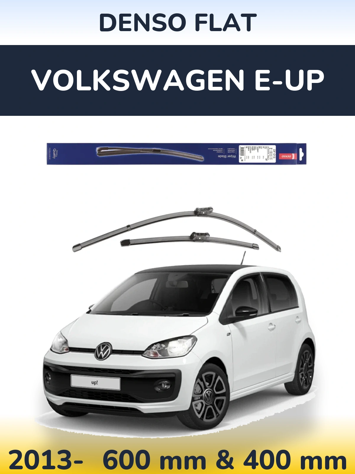 Front wiper blade set Denso Flat 600 & 380 mm for Volkswagen e-Up 2013-2026
