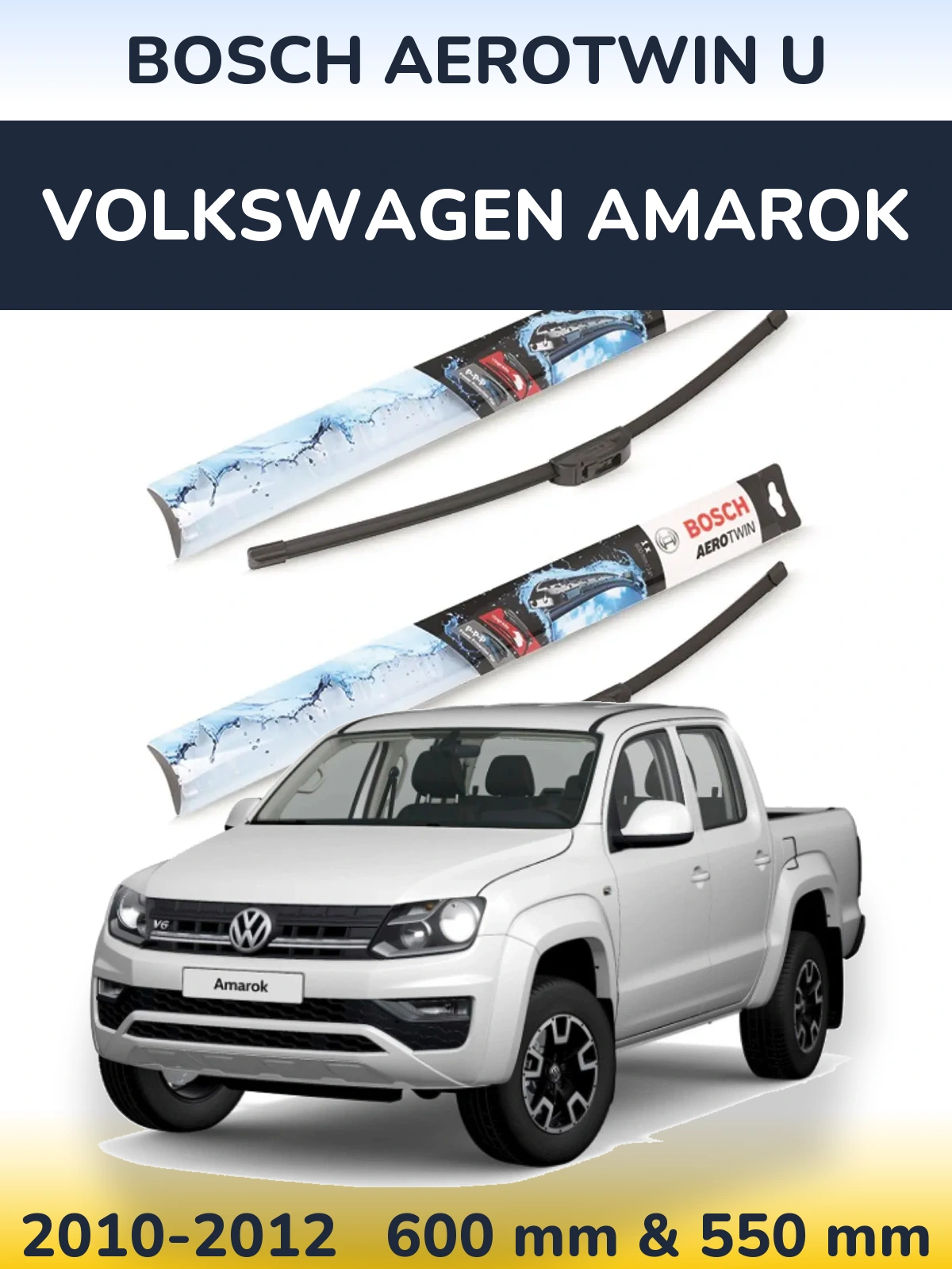 Komplet przednich wycieraczek BOSCH AeroTwin U 600 & 550 mm do Volkswagen Amarok 2010-2012