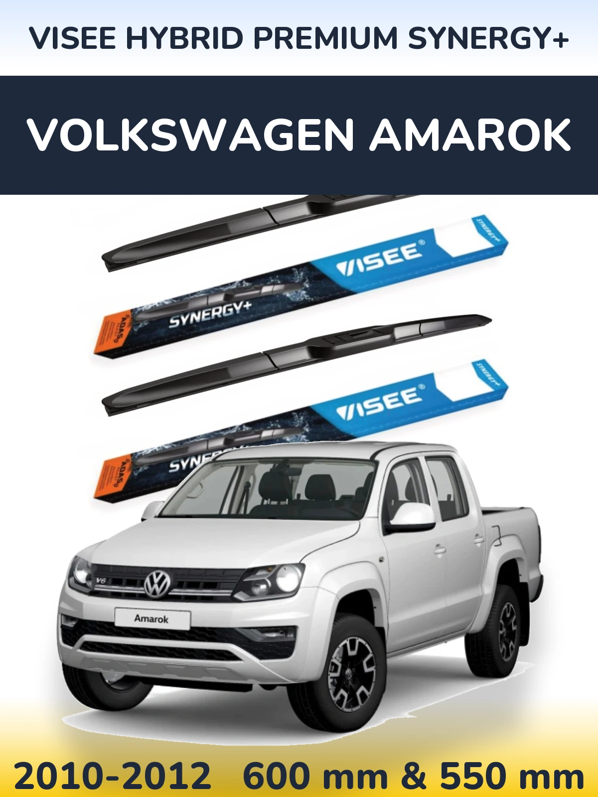 Front wiper blade set VISEE HYBRID PREMIUM SYNERGY+ 600 & 550 mm for Volkswagen Amarok 2010-2012