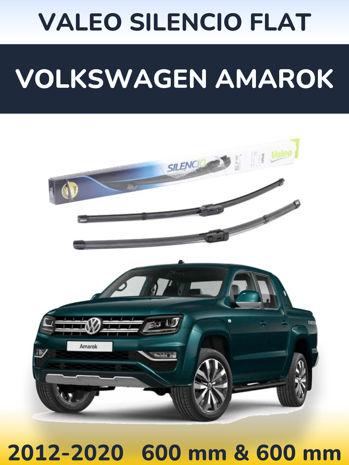 Комплект передних дворников Valeo Silencio Flat 600 & 600 мм для Volkswagen Amarok 2012-2020