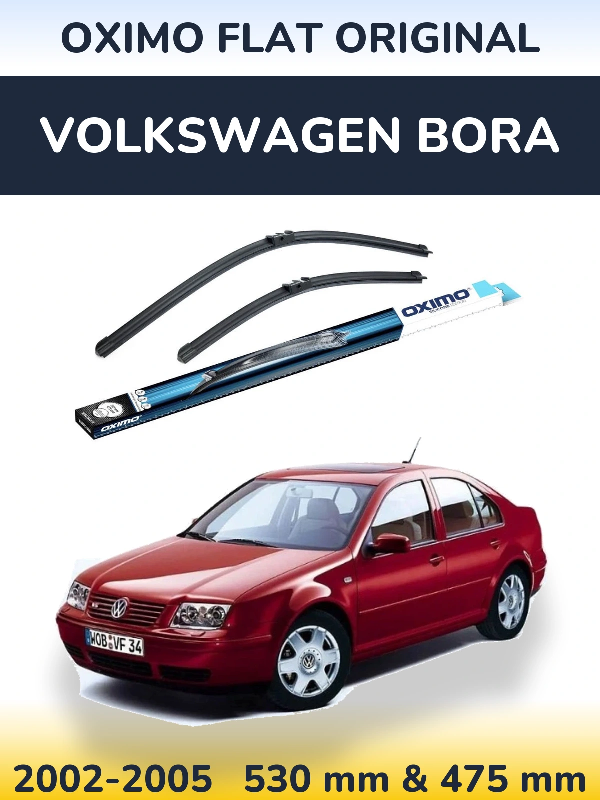 Komplet przednich wycieraczek Oximo Flat Original 530 & 475 mm do Volkswagen Bora 2002-2005