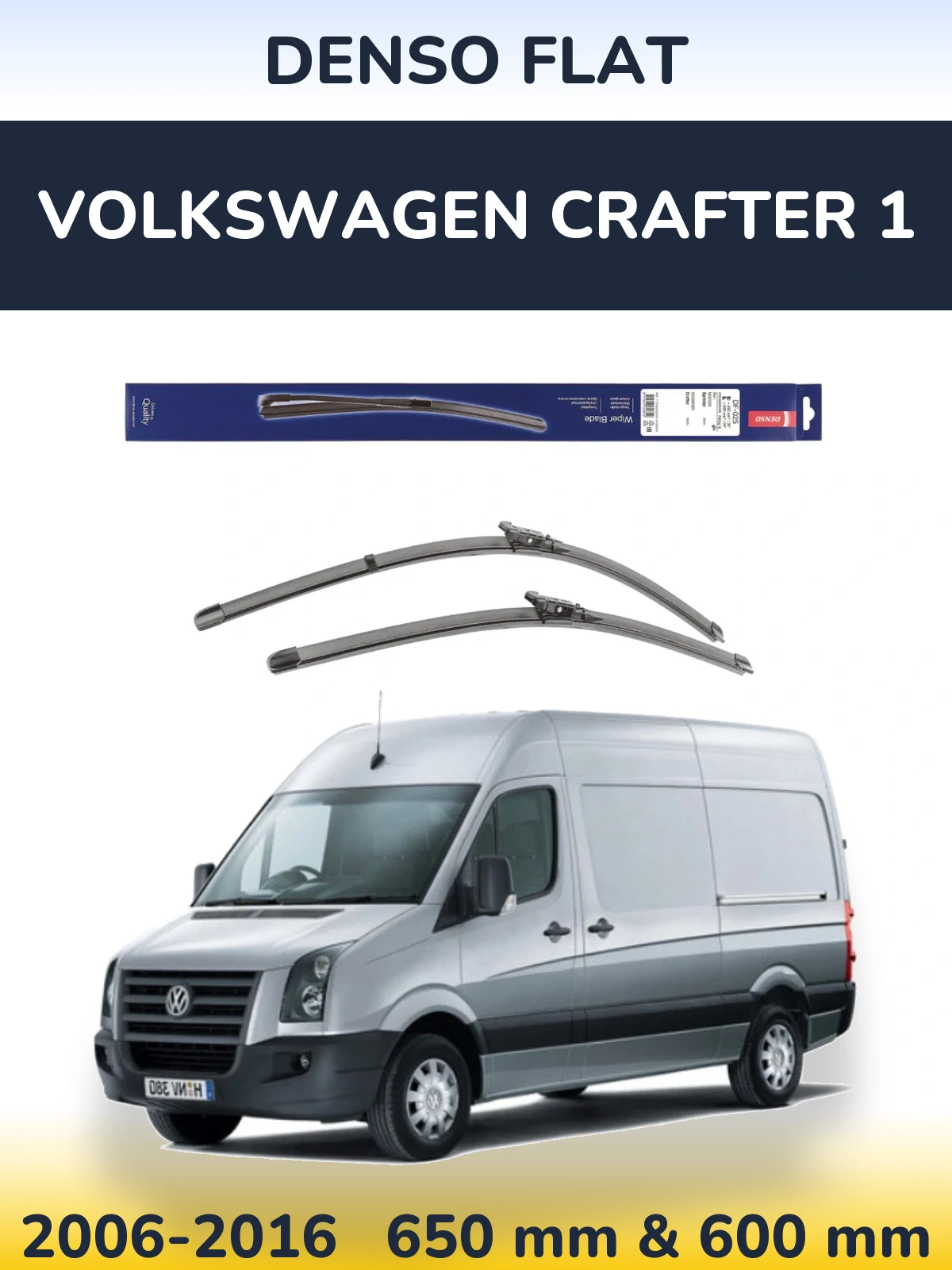 Front wiper blade set Denso Flat 650 & 600 мм for Volkswagen Crafter 1 2006-2016