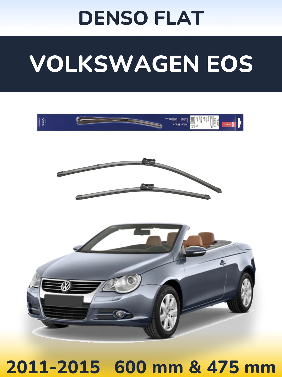 Komplet przednich wycieraczek Denso Flat 600 & 475 mm do Volkswagen EOS 2011-2015