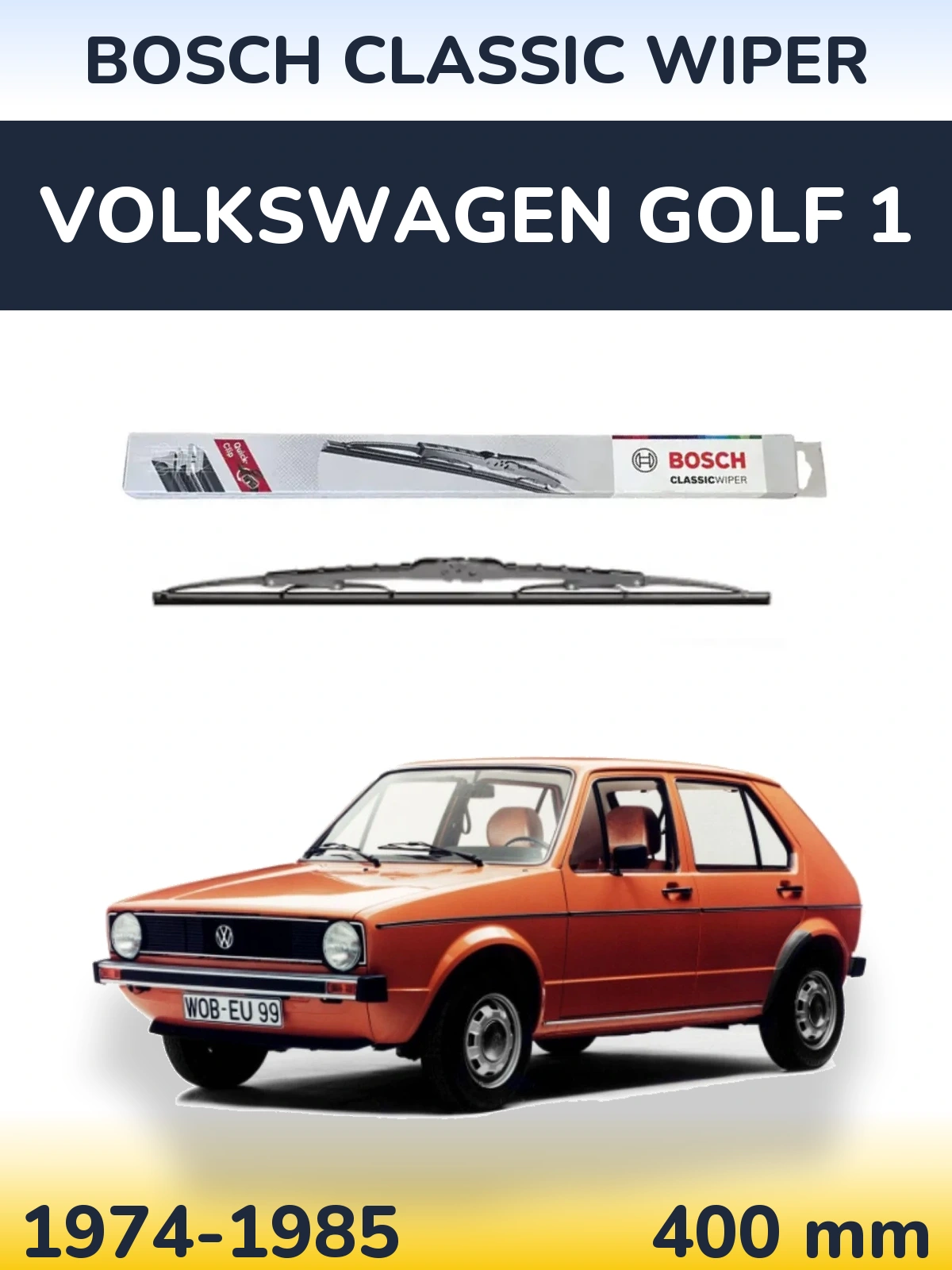 Rear wiper blade BOSCH Classic Wiper 400 мм for Volkswagen Golf 1 1974-1985