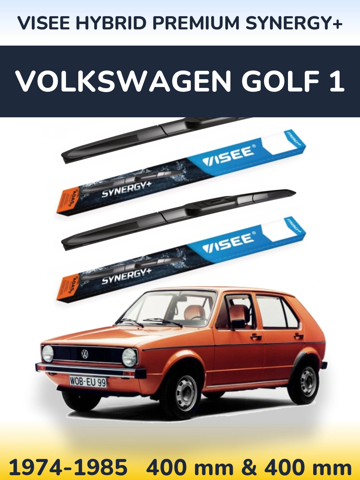 Front wiper blade set VISEE HYBRID PREMIUM SYNERGY+ 400 & 400 мм for Volkswagen Golf 1 1974-1985