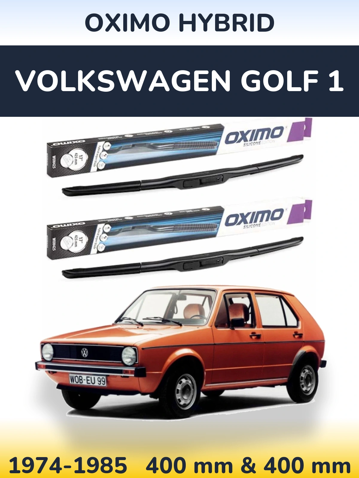 Front wiper blade set Oximo Hybrid 400 & 400 мм for Volkswagen Golf 1 1974-1985