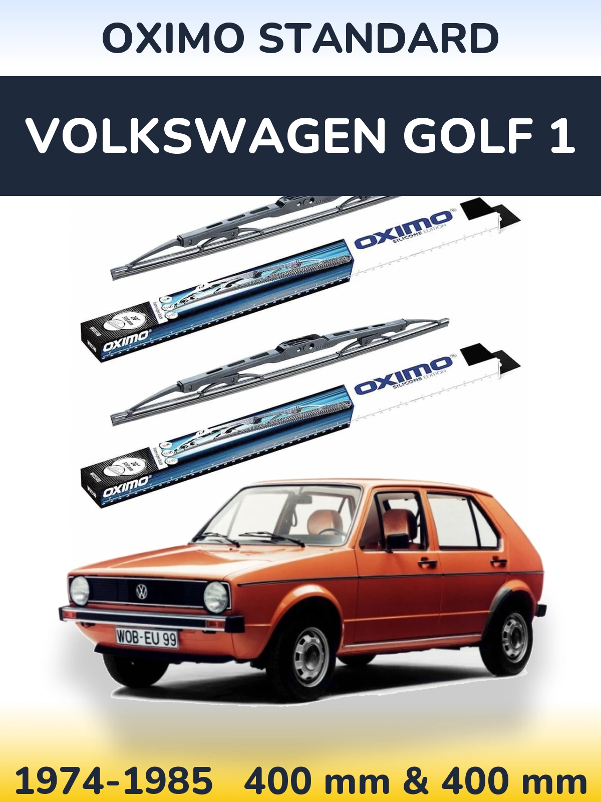 Front wiper blade set Oximo Standard 400 & 400 мм for Volkswagen Golf 1 1974-1985