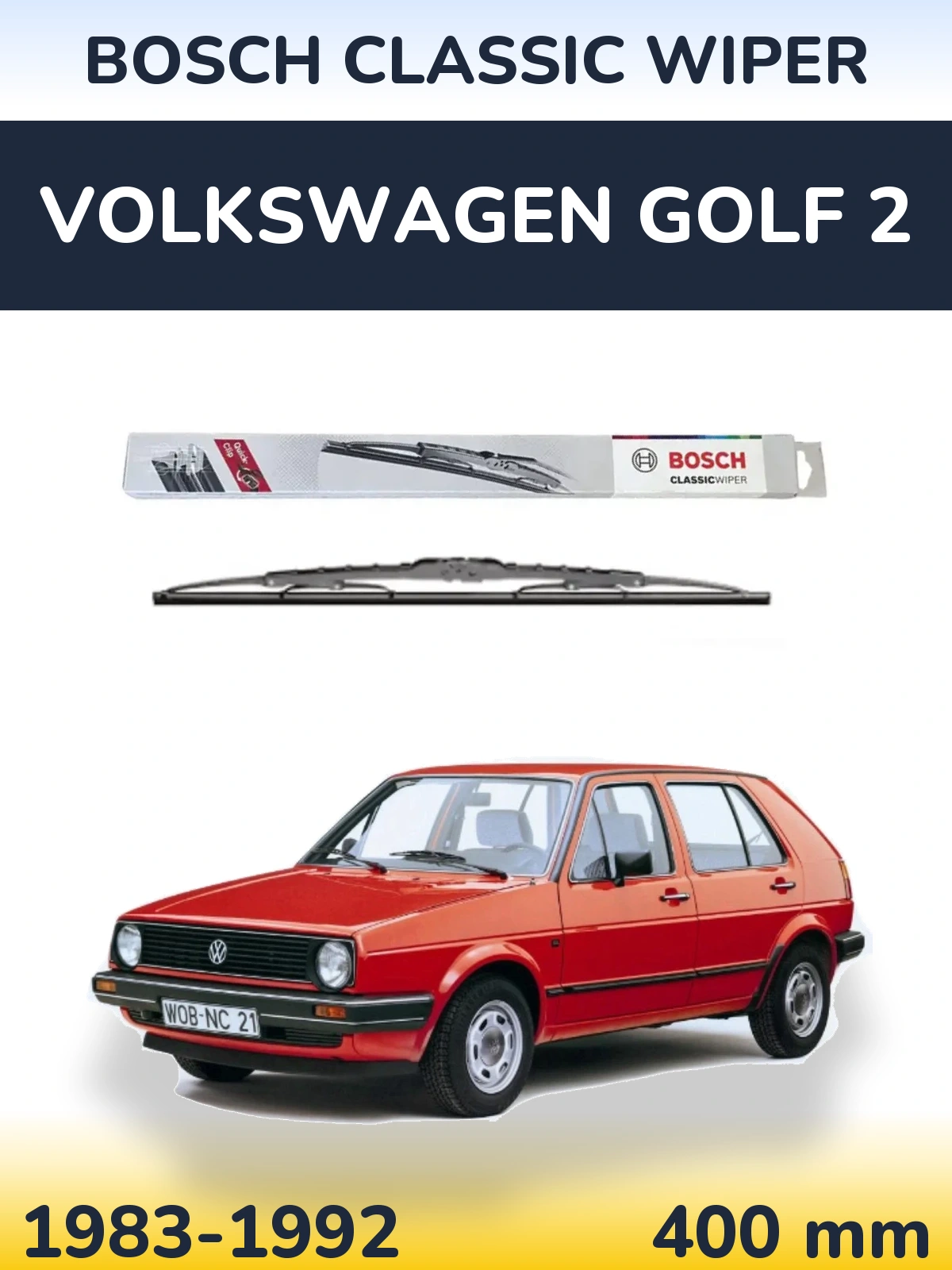 Rear wiper blade BOSCH Classic Wiper 400 мм for Volkswagen Golf 2 1983-1992