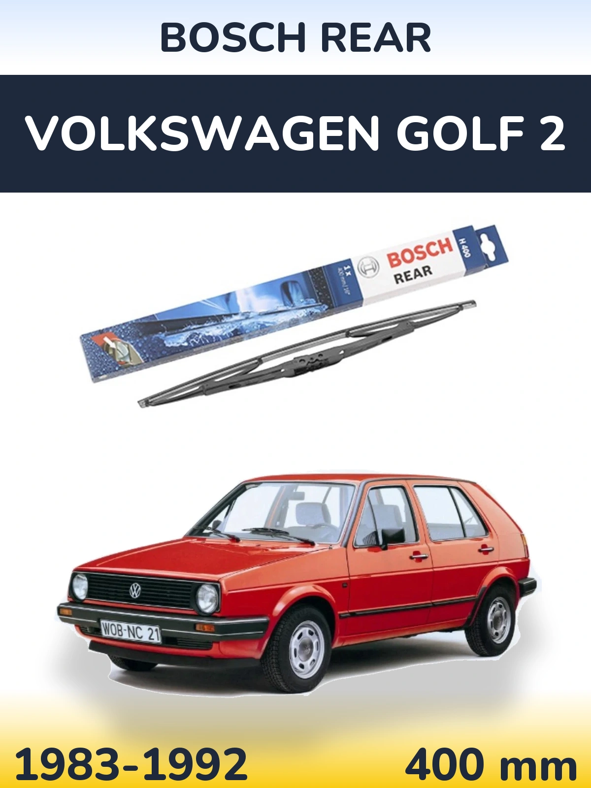 Rear wiper blade BOSCH Rear 400 мм for Volkswagen Golf 2 1983-1992