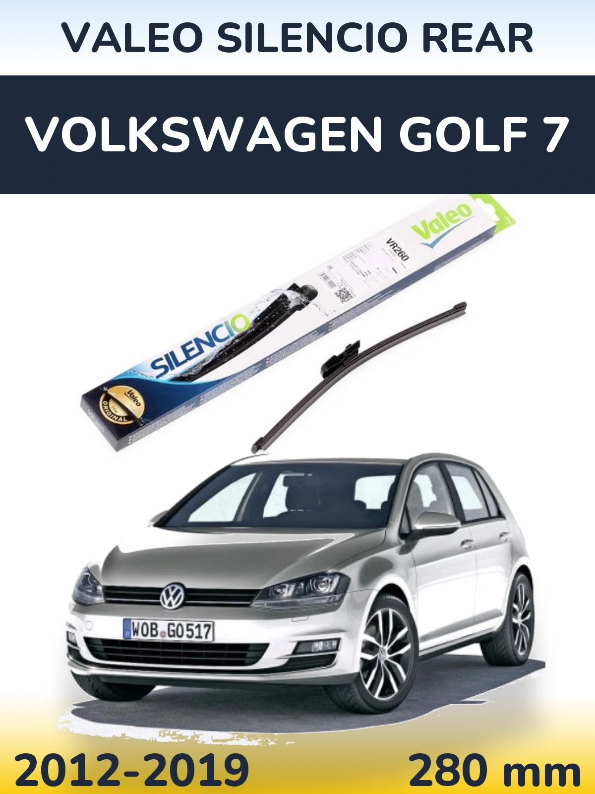 Задний дворник Valeo Silencio Rear 280 мм для Volkswagen Golf 7 2012-2019