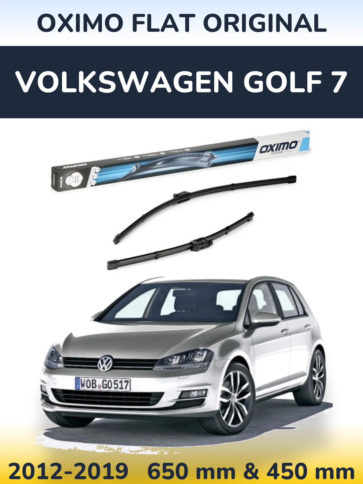 Комплект передних дворников Oximo Flat Original 650 & 450 мм для Volkswagen Golf 7 2012-2019