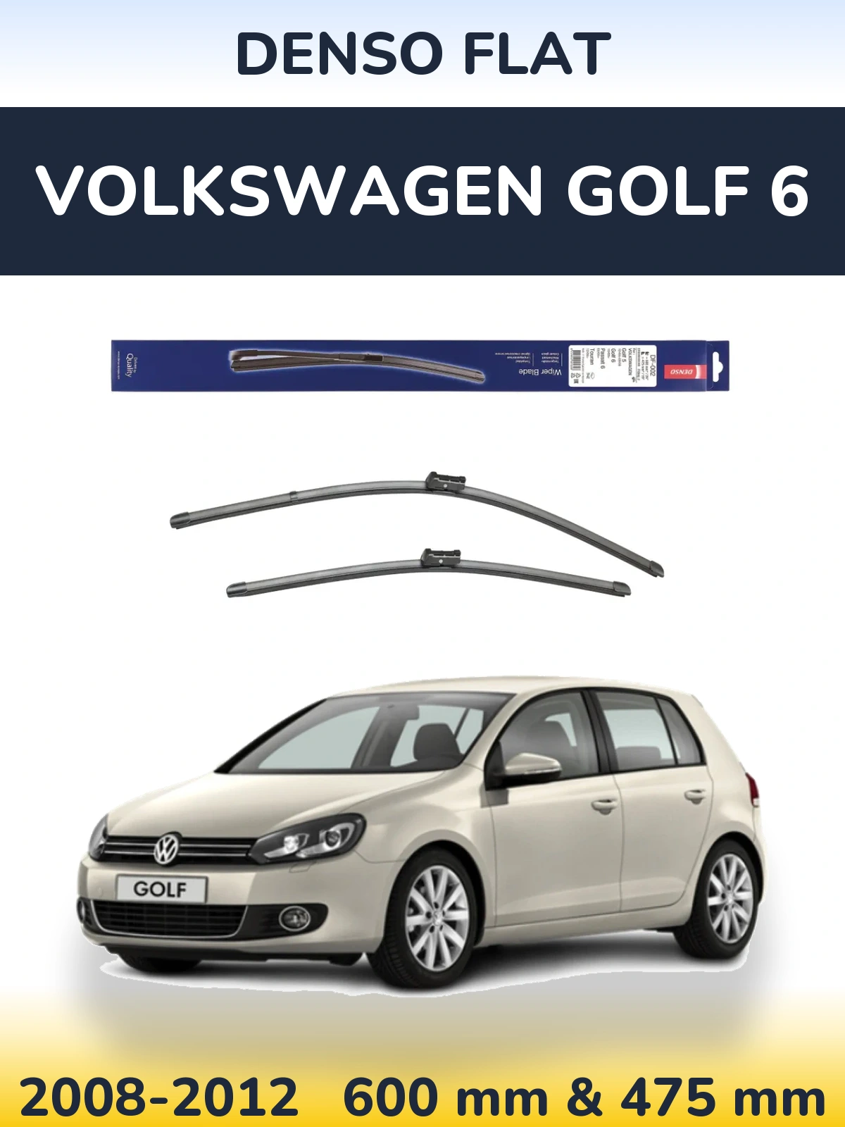 Komplet przednich wycieraczek Denso Flat 600 & 475 mm do Volkswagen Golf 6 2008-2012