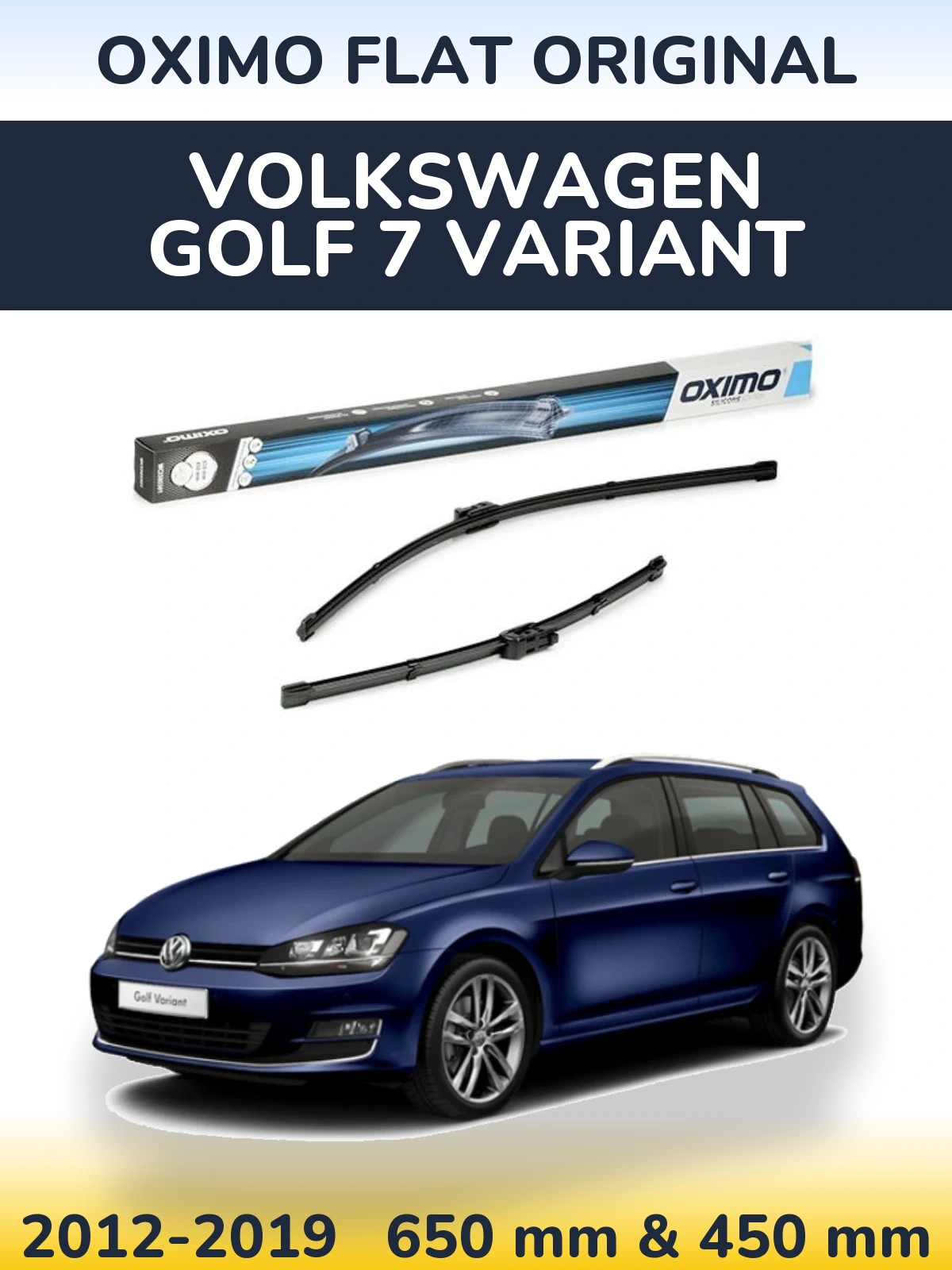 Front wiper blade set Oximo Flat Original 650 & 450 мм for Volkswagen Golf 7 Variant 2012-2019