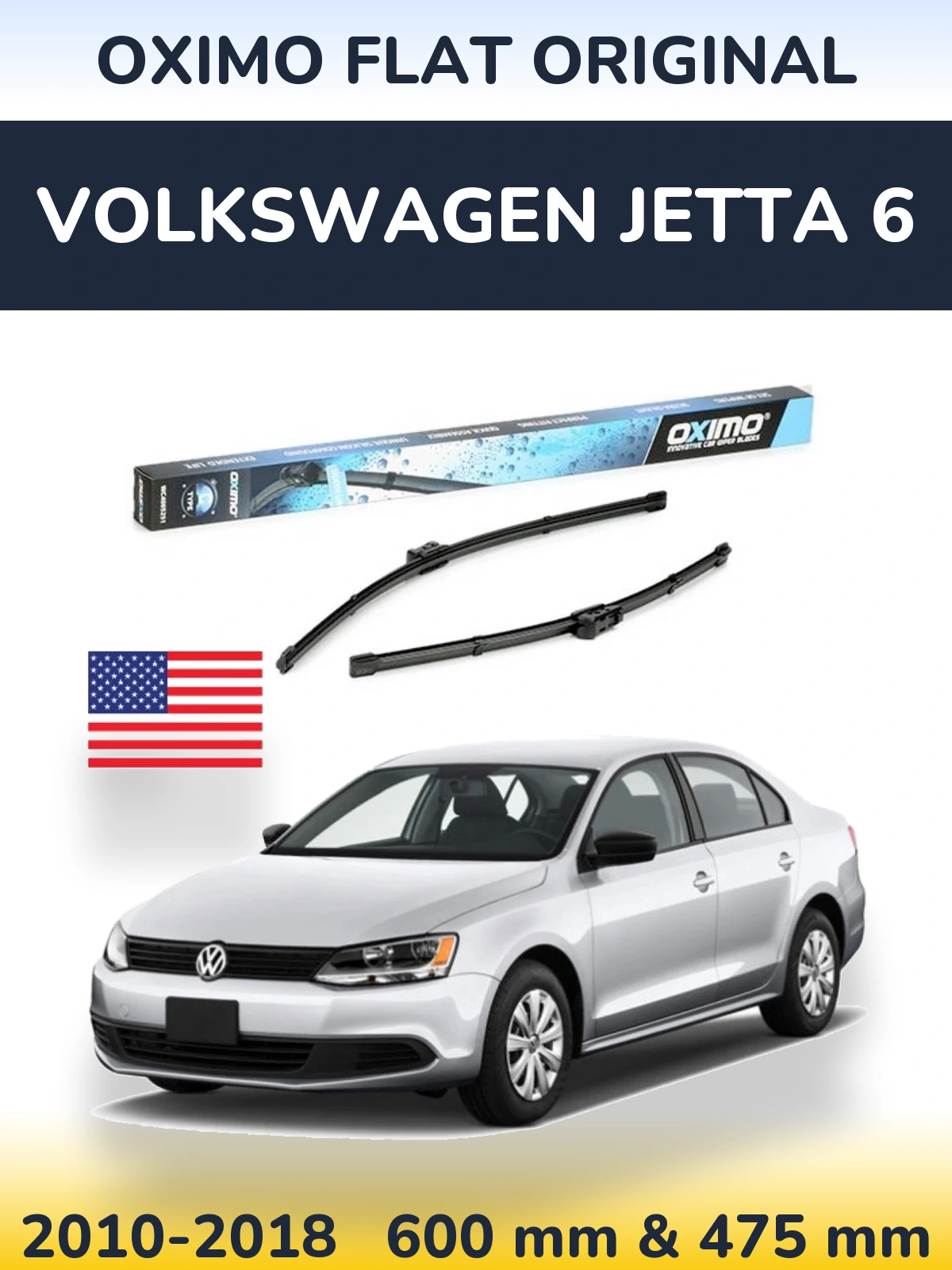 Komplet przednich wycieraczek Oximo Flat Original 600 & 475 mm do Volkswagen Jetta 6 2010-2018