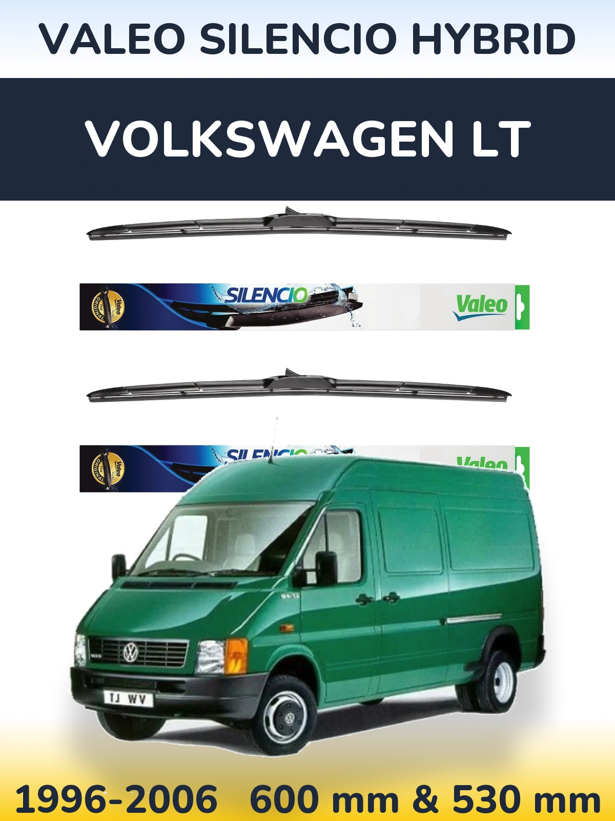 Front wiper blade set Valeo Silencio Hybrid 600 & 530 мм for Volkswagen LT 1996-2006