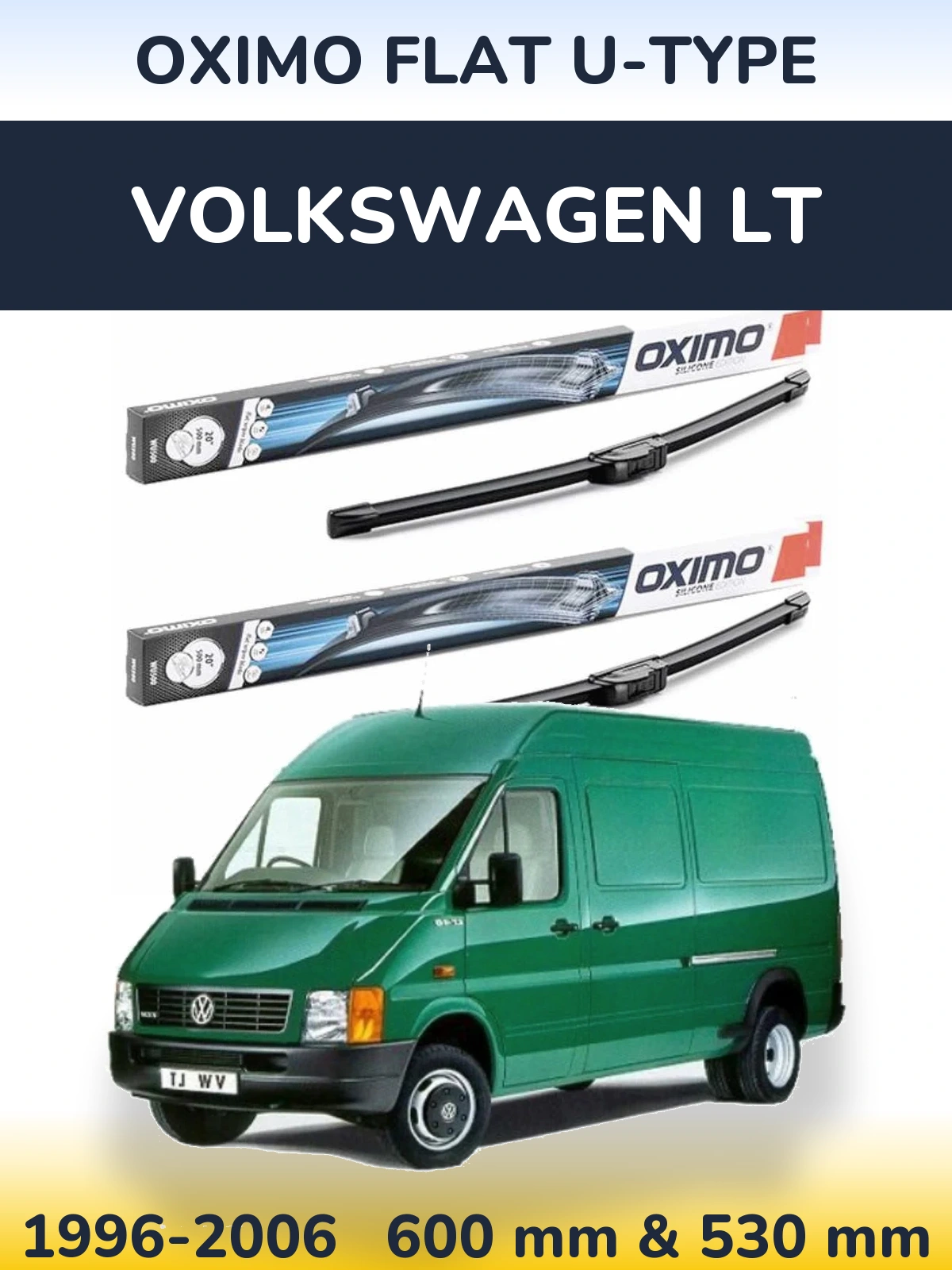 Комплект передних дворников Oximo Flat U-type 600 & 530 мм для Volkswagen LT 1996-2006