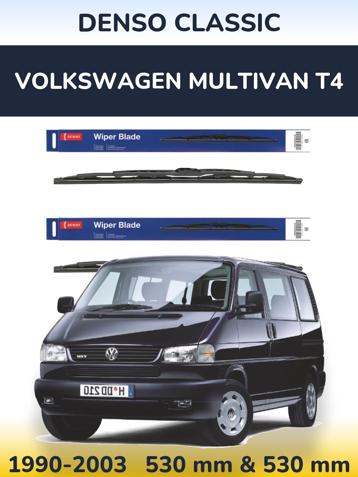 Komplet przednich wycieraczek Denso Classic 530 & 530 mm do Volkswagen Multivan T4 1990-2003