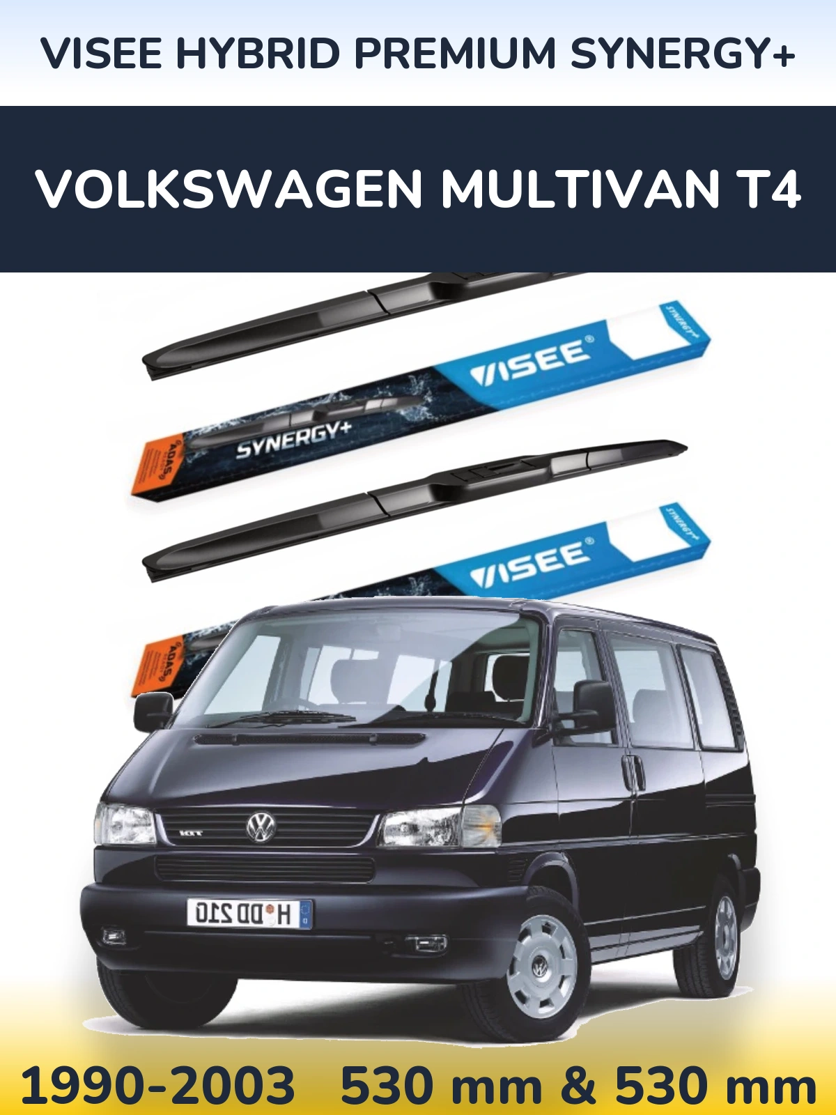 Komplet przednich wycieraczek VISEE HYBRID PREMIUM SYNERGY+ 530 & 530 mm do Volkswagen Multivan T4 1990-2003
